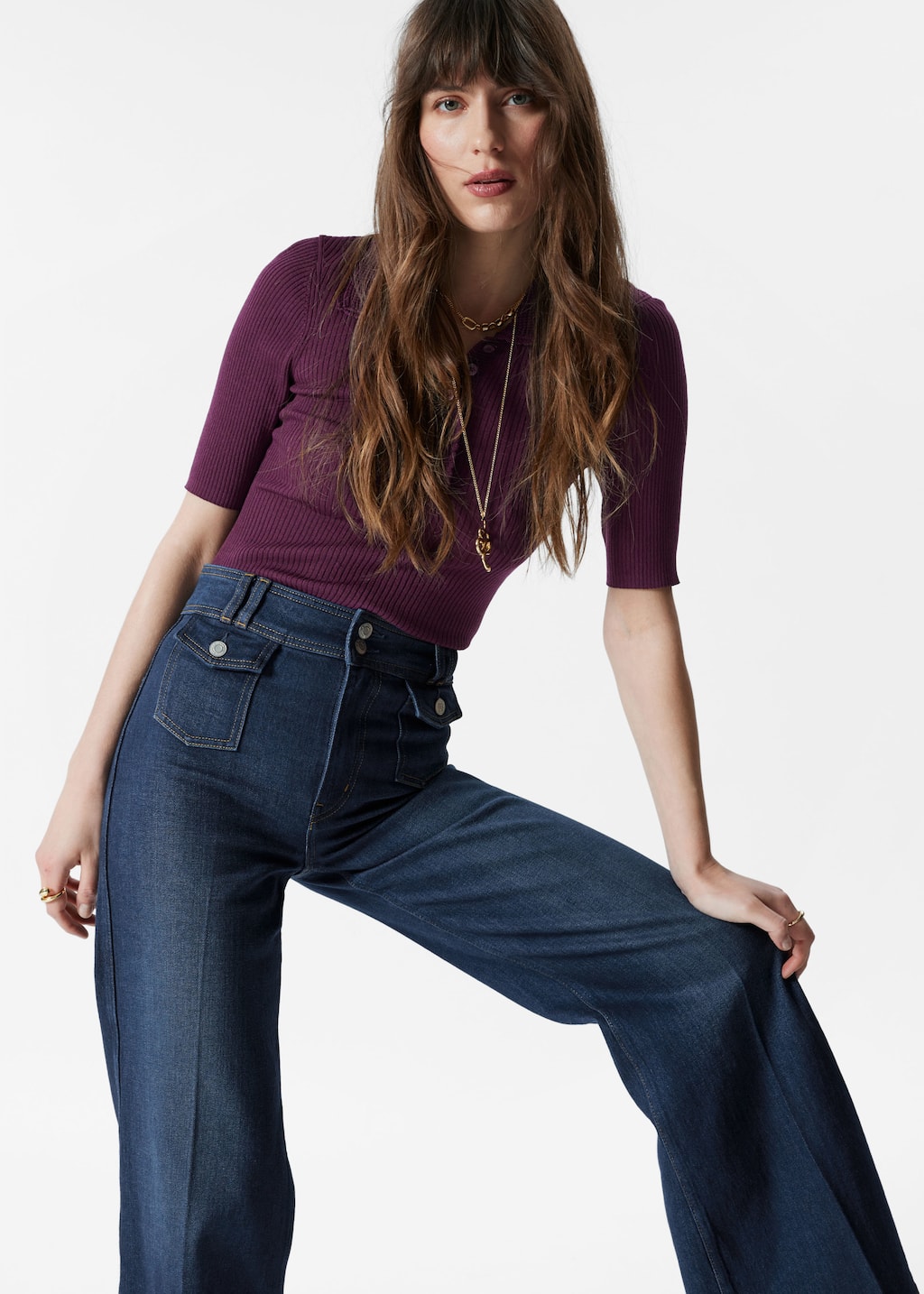 Image of Press-Crease Flared Jeans