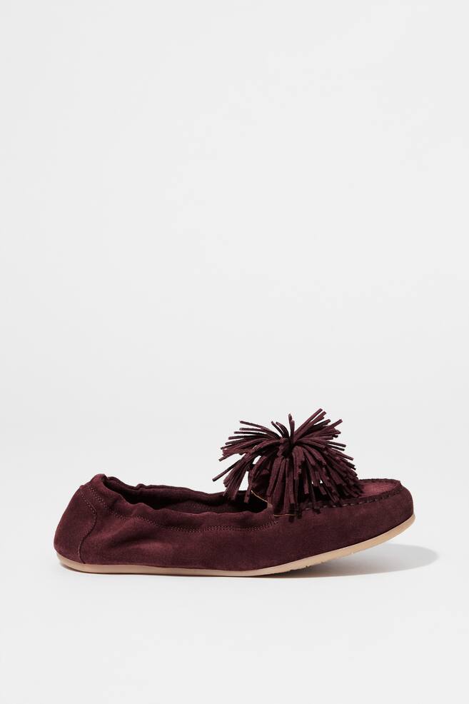 Mocasines con pompón - Burdeos/Negro - 1