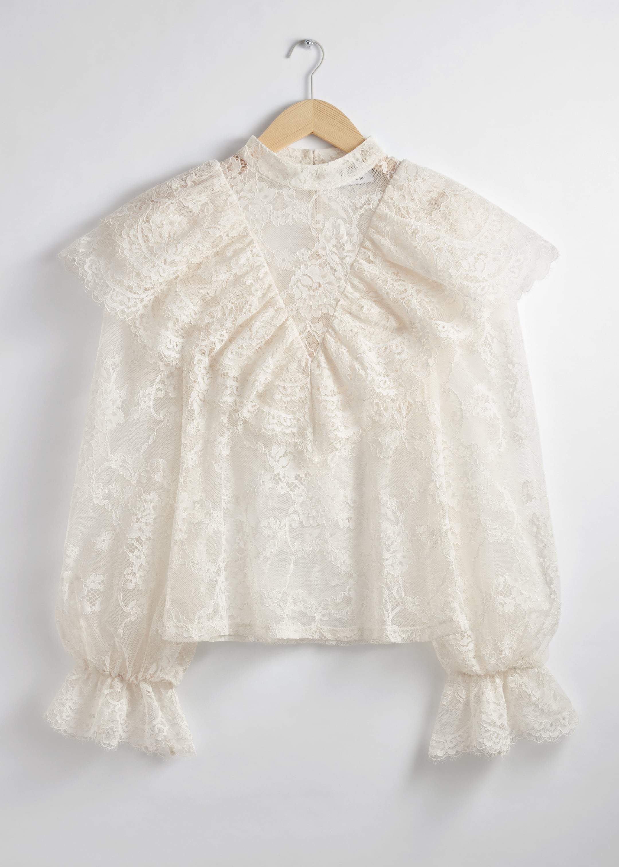 View larger image: Ruffled Lace Blouse - White - Ladies | H&M GB 1