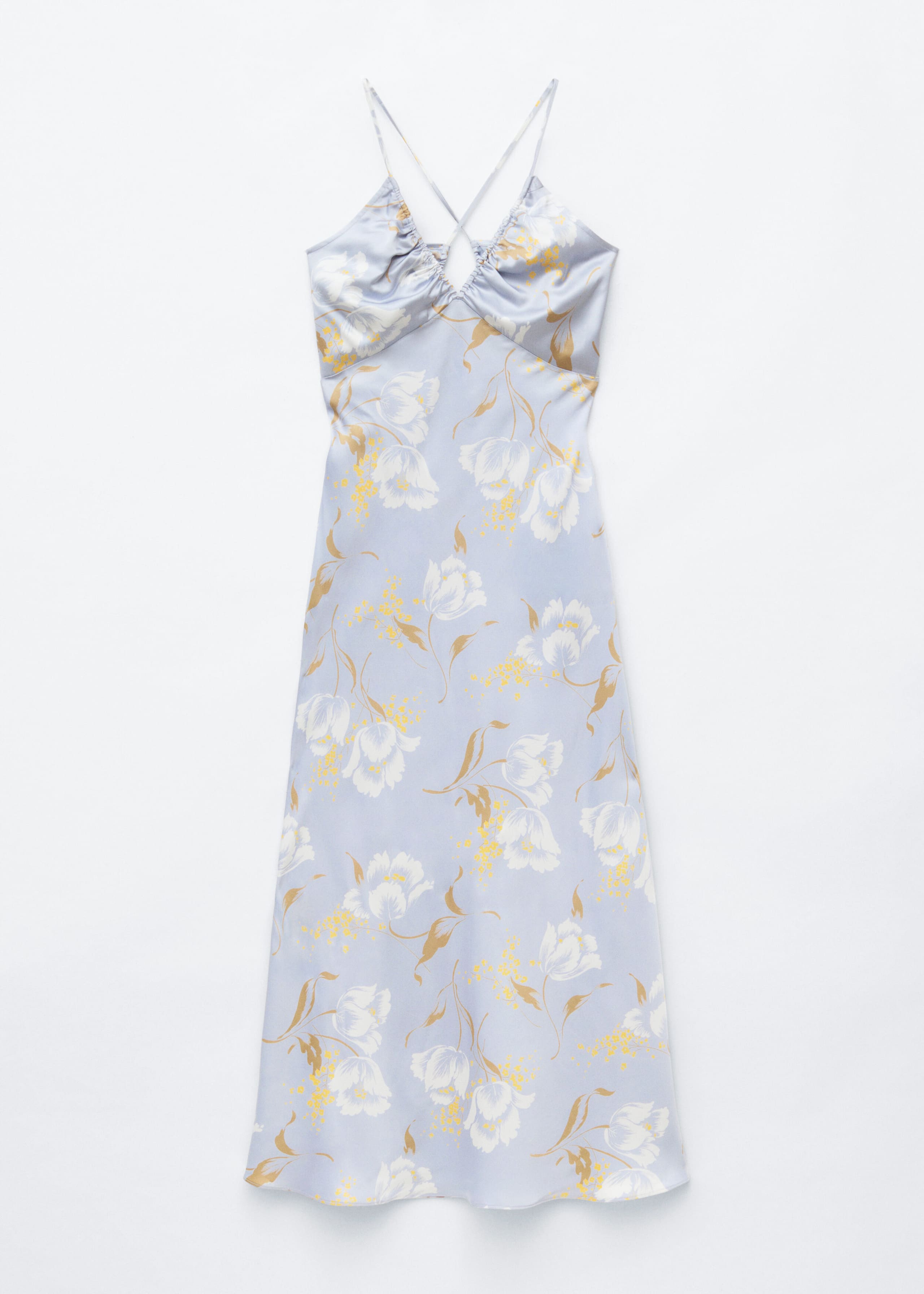 Satin Slip Midi Dress - Light Blue/Floral - Still Life