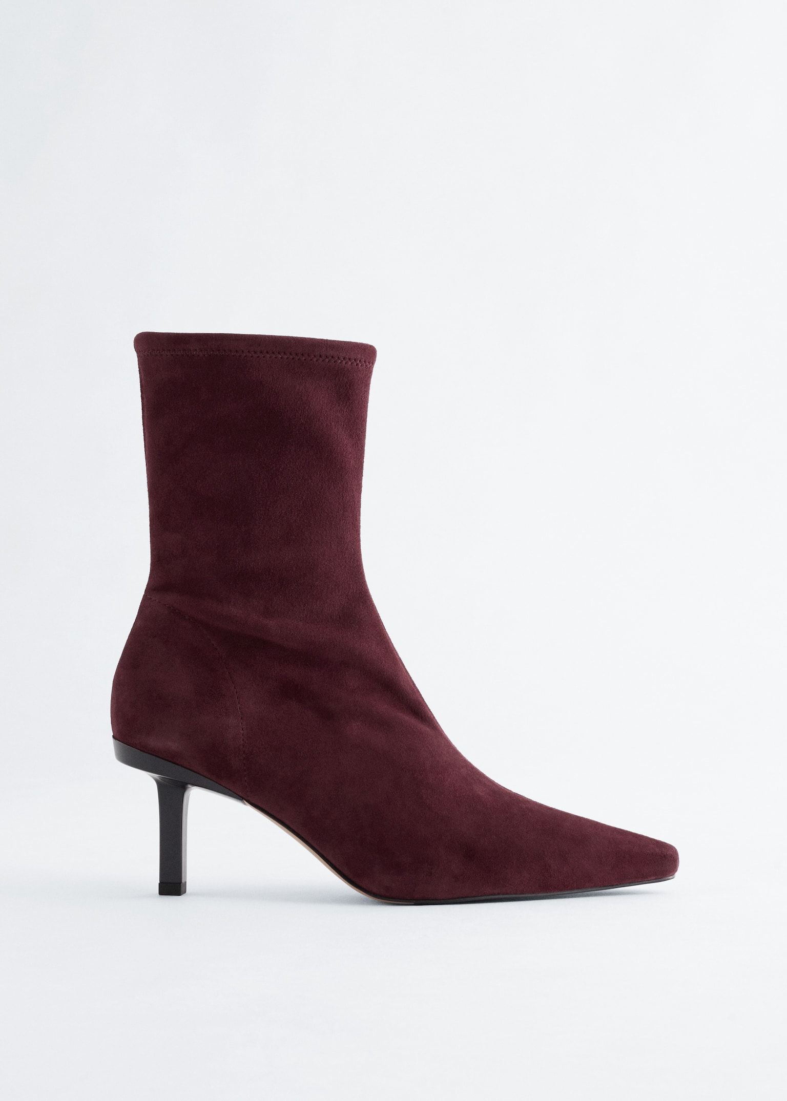 Ankle Boots aus Leder mit Stretch-Anteil - Weinrot