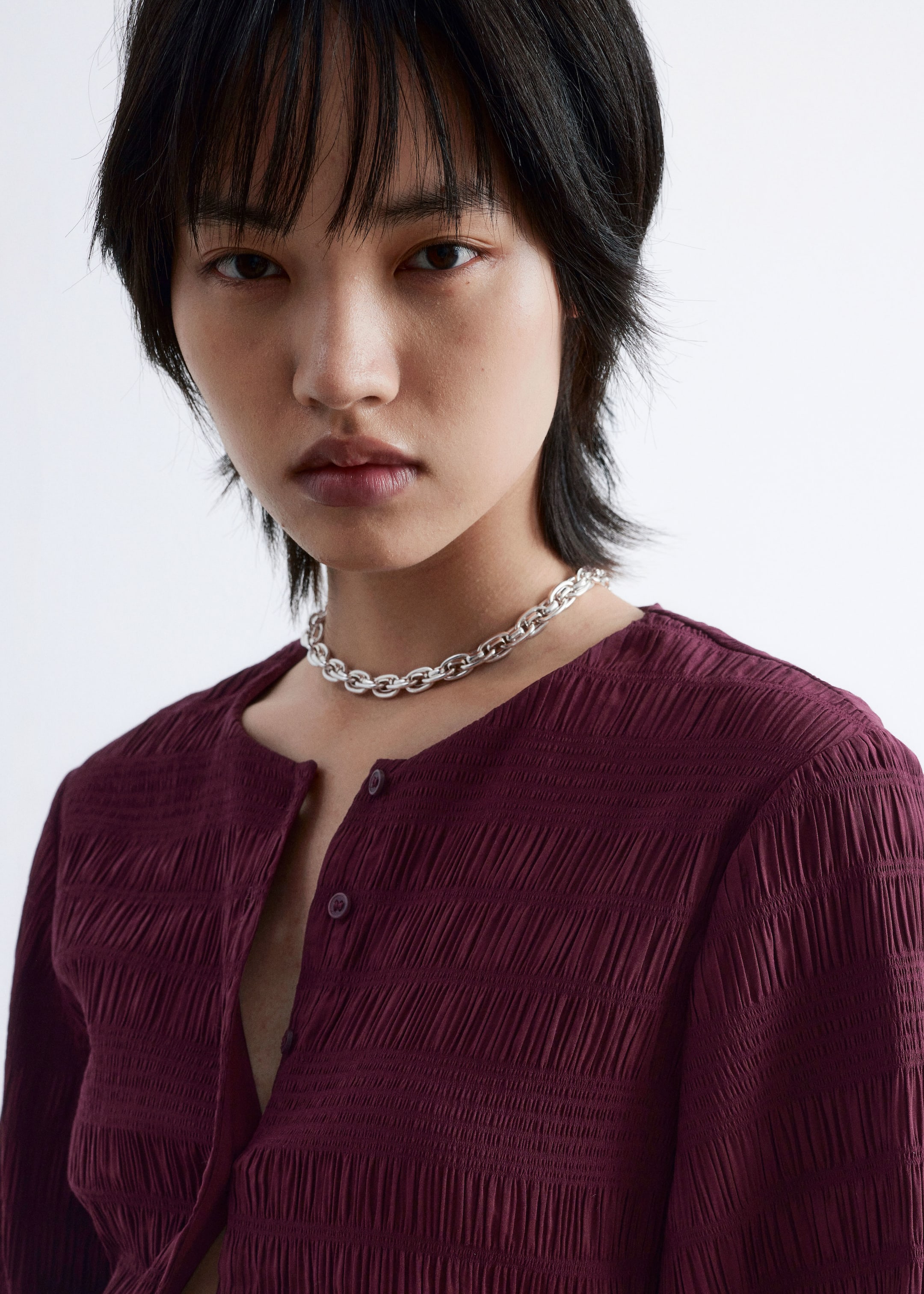 Grotere afbeelding bekijken: Top met gesmokte ballonmouwen - Donkerrood - DAMES | H&M NL 2
