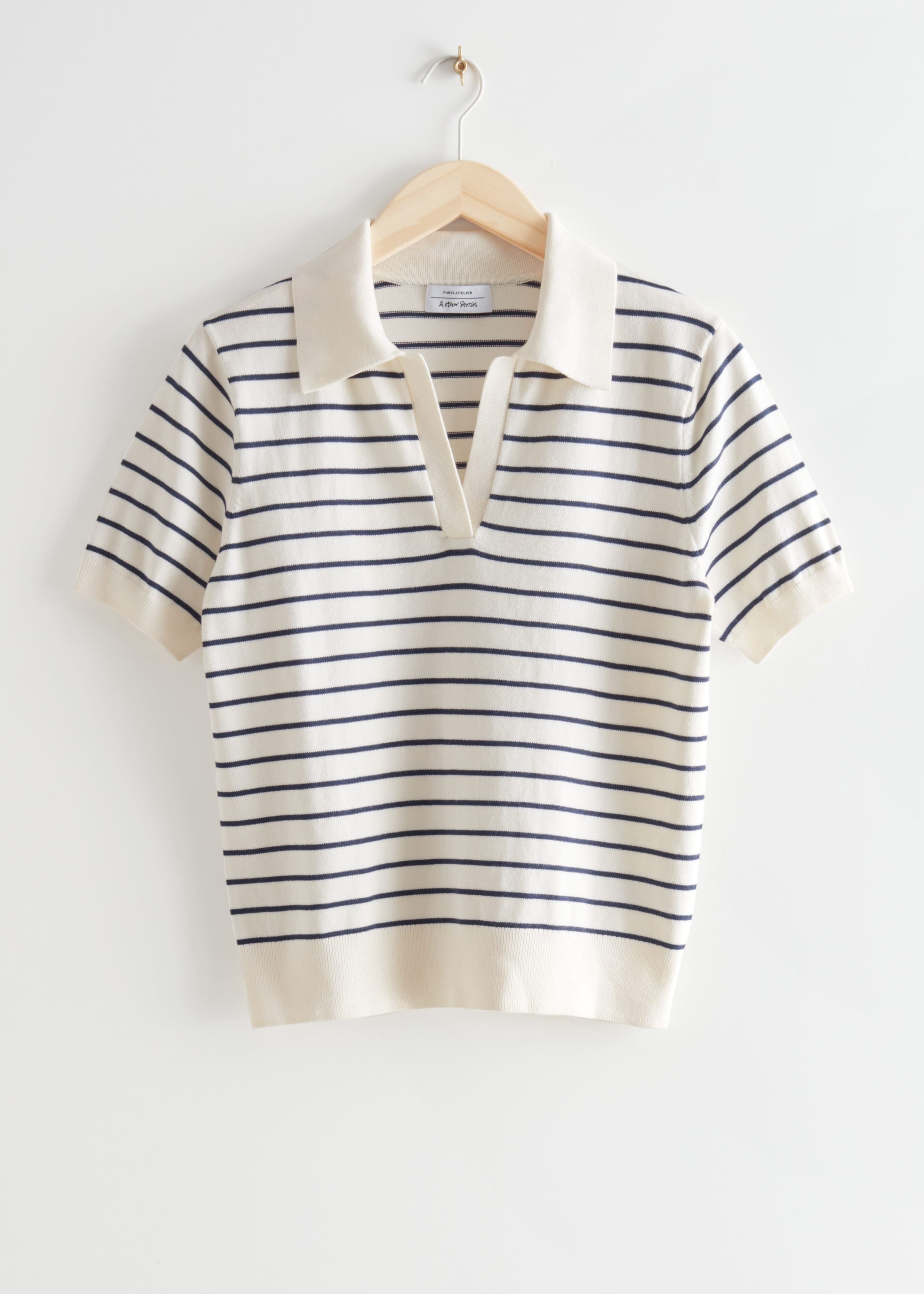 Collared Knit Top - Navy Stripes - Natura morta