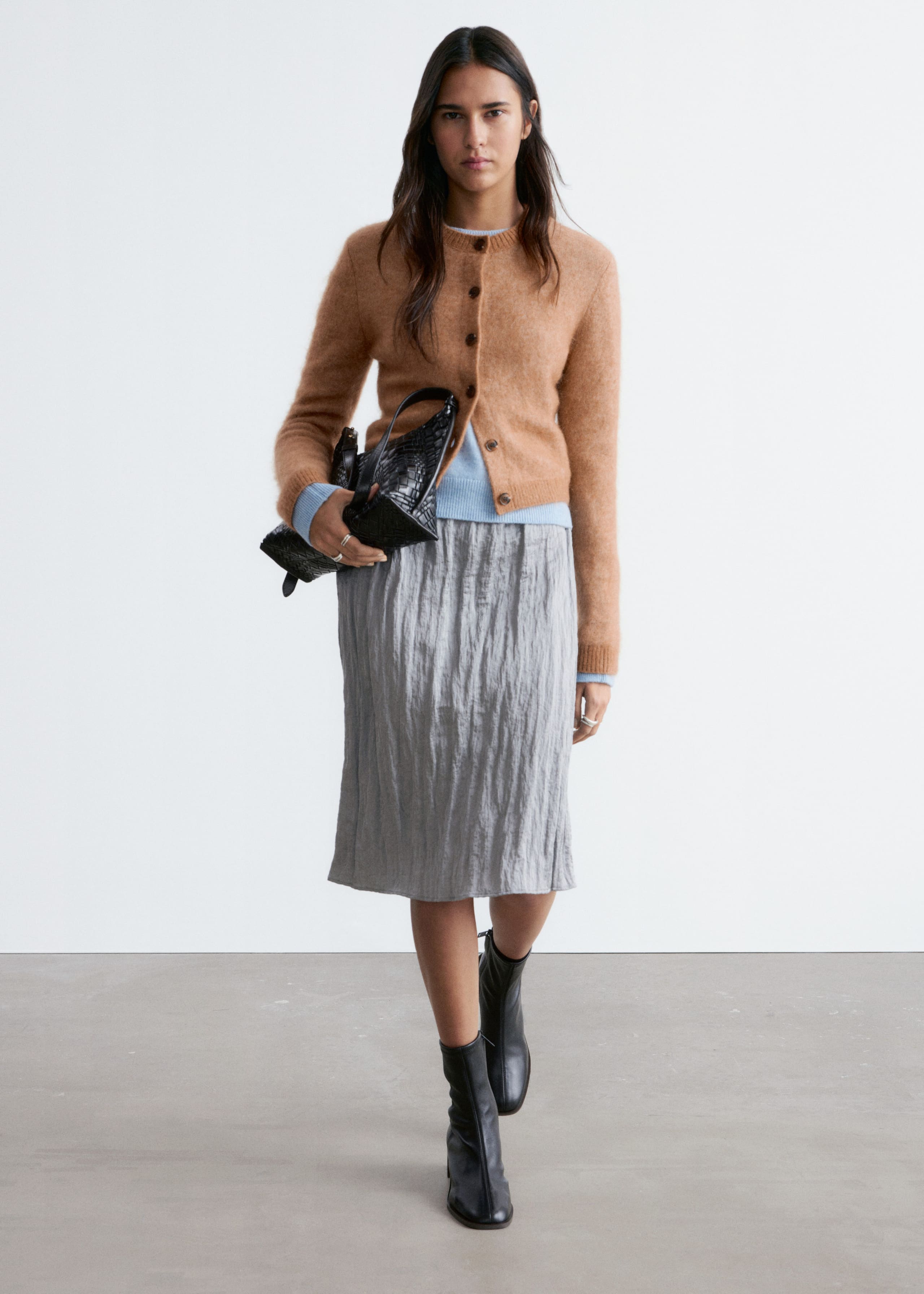 Mohair-Blend Brushed Cardigan - Peach - Lookbook