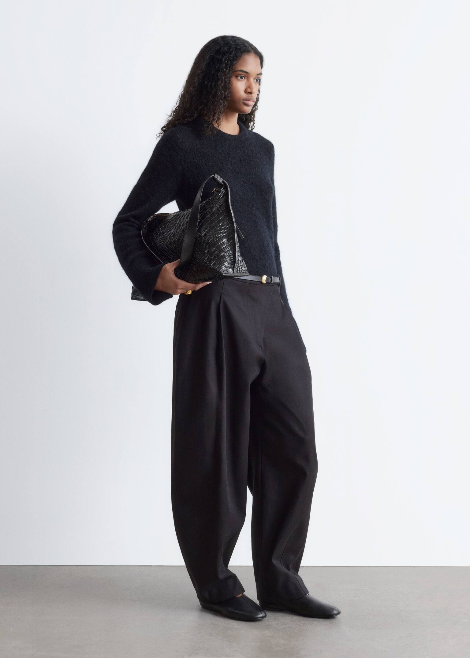 Slim-fit gebreide trui - Zwart/Lichtgeel - 5