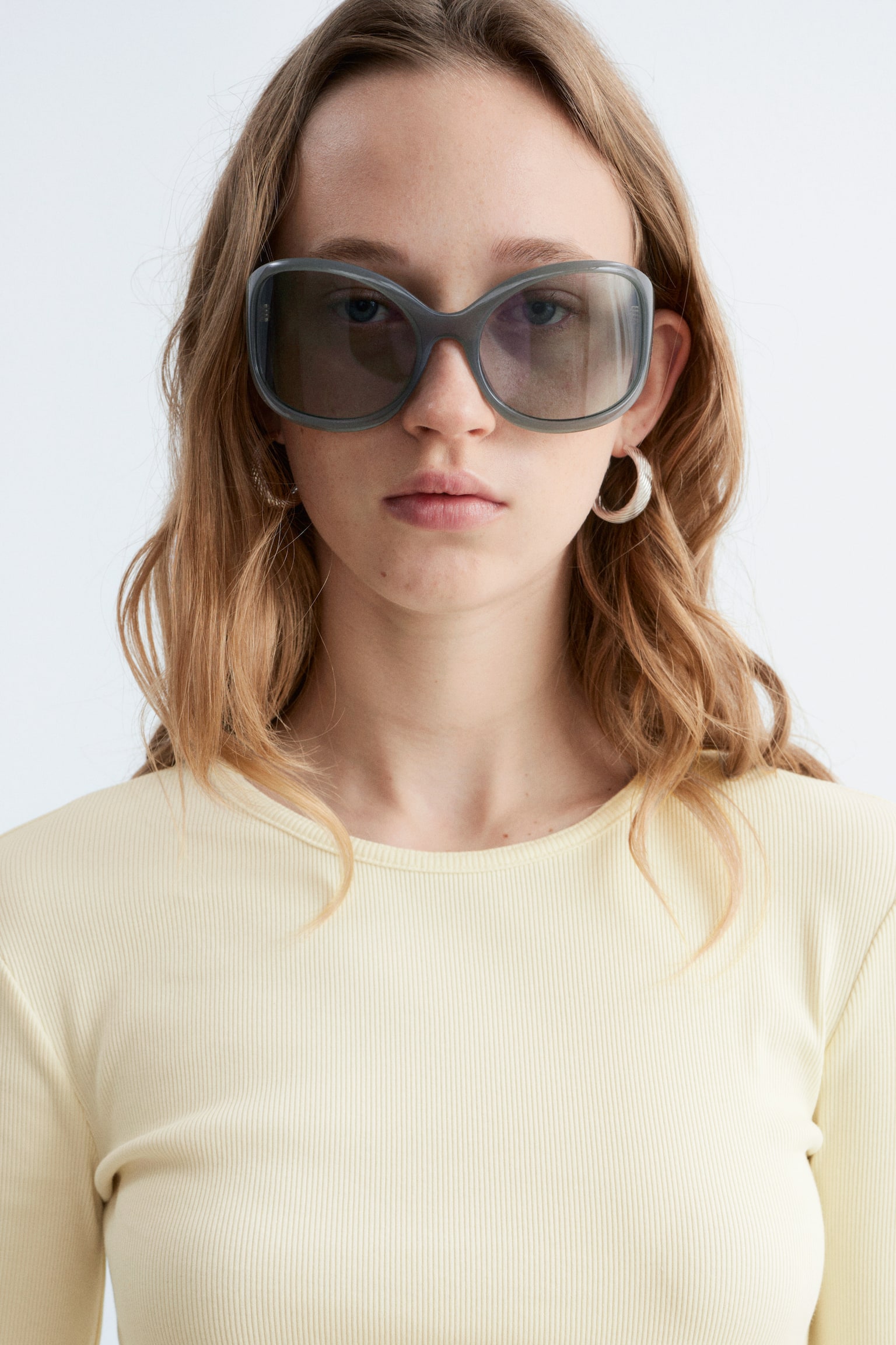 Žebrovaný top s dlouhým rukávem - Pastelově žlutá/Bílá/Světle šedá/Tmavě hnědá/Černá/Hnědé/Bílé pruhy/Béžovo-černé pruhy - 7