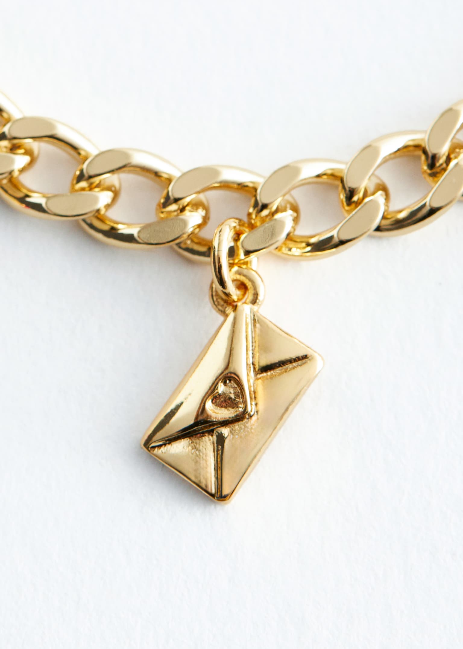 Curb Chain Charm Bracelet - Gold - 2