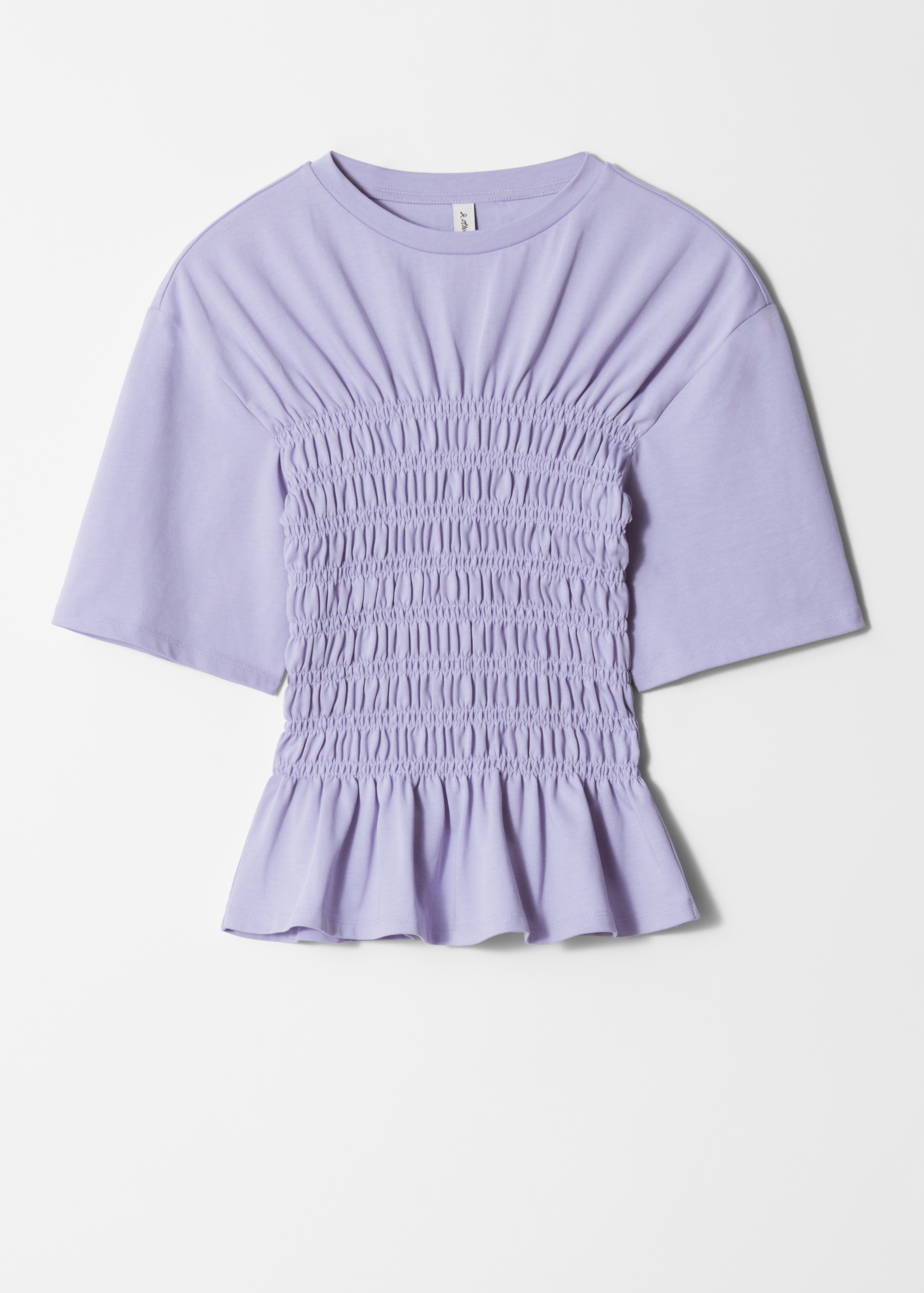 Haut à smocks avec col ras du cou - Lavande/Blanc/Bleu