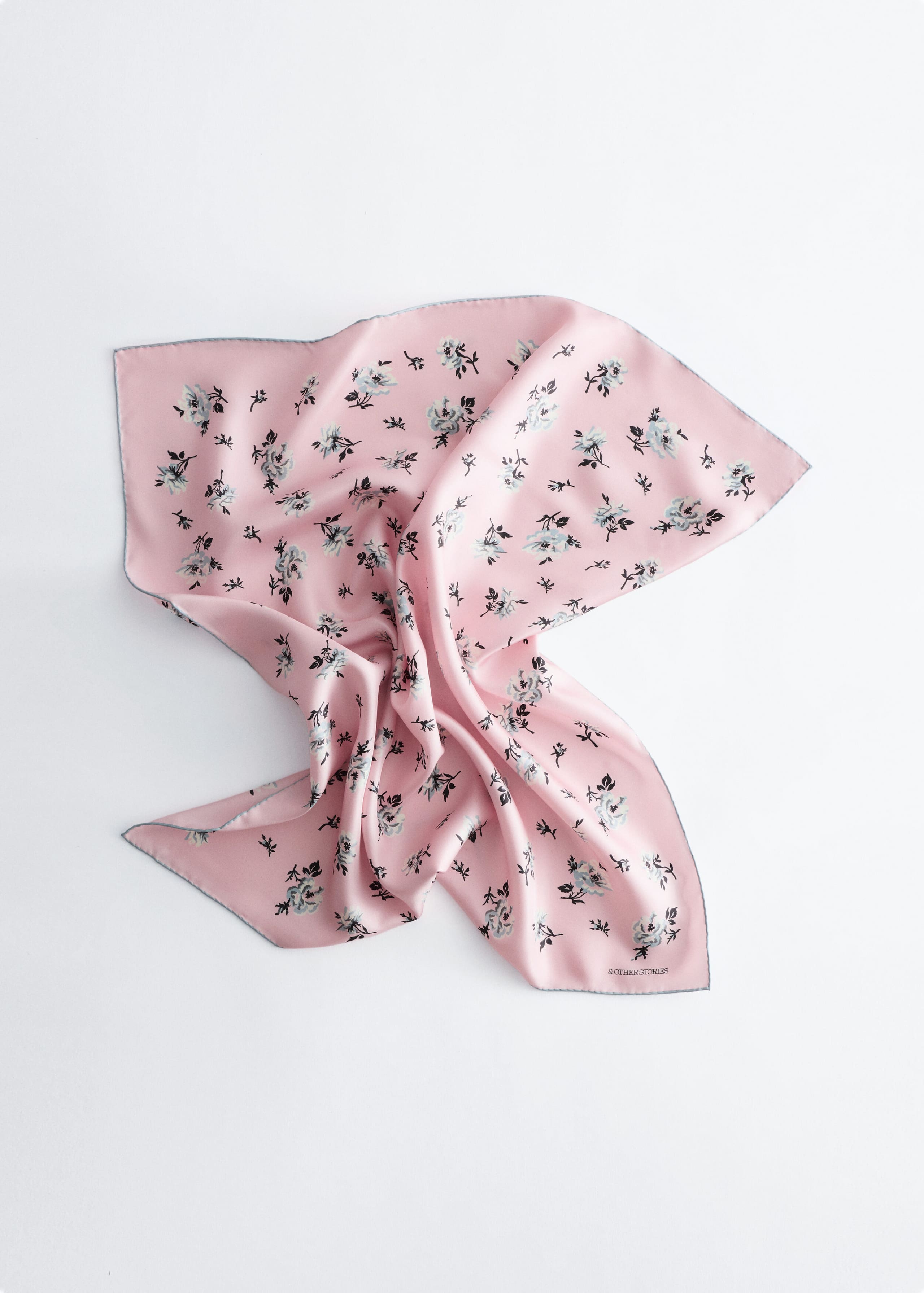 Floral Silk Scarf - Black/Blue Floral - Still Life