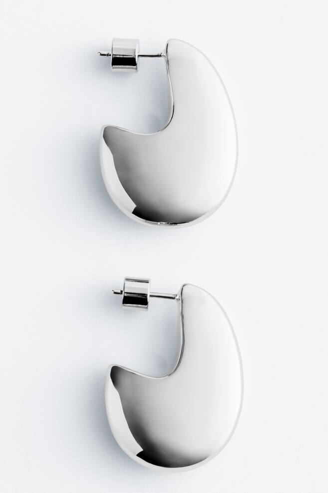 Boucles d’oreilles épaisses gouttelettes - Argenté - 1