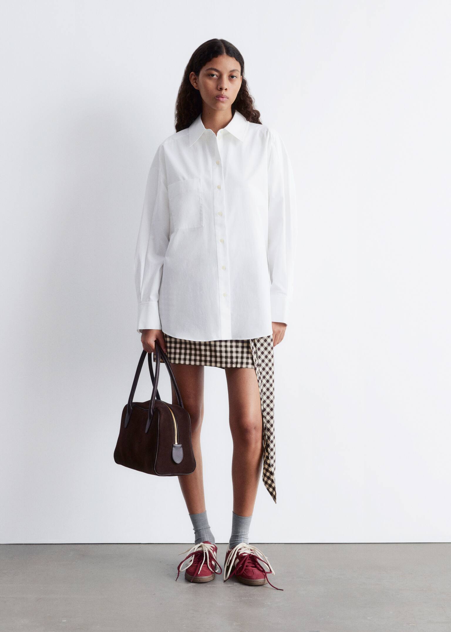 Oversized Shirt - White/White/Brown Stripes/Dark Red/Pink