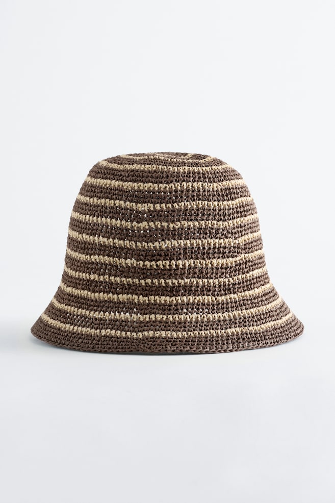 Chapéu bucket de palha entrançada - Castanho/bege/Castanho escuro - 1