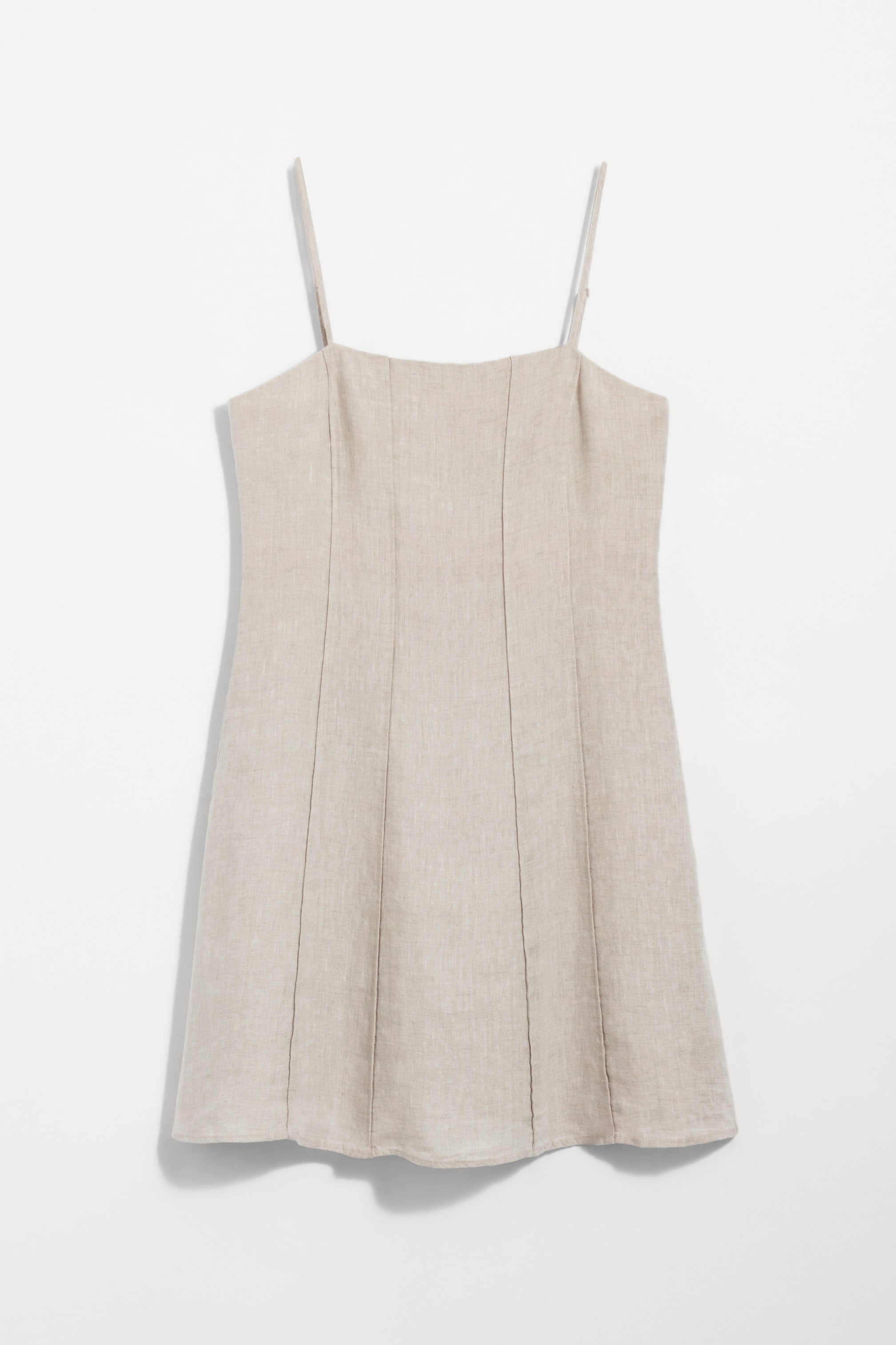 Visa större bild: Miniklänning i linne med smala axelband - Ljusbeige - DAM | H&M SE 1