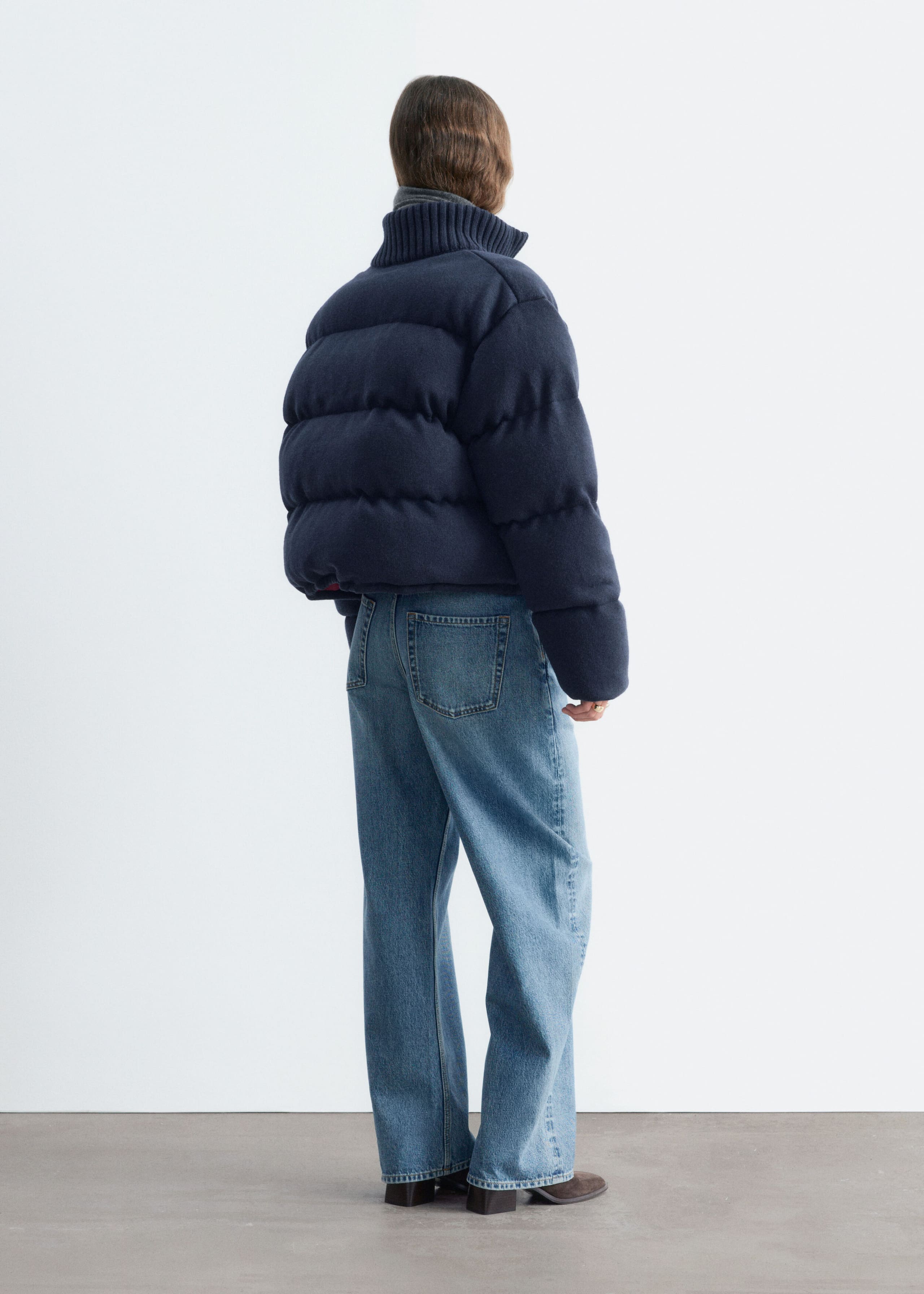Knitted Puffer Jacket - Dark Blue - Lookbook