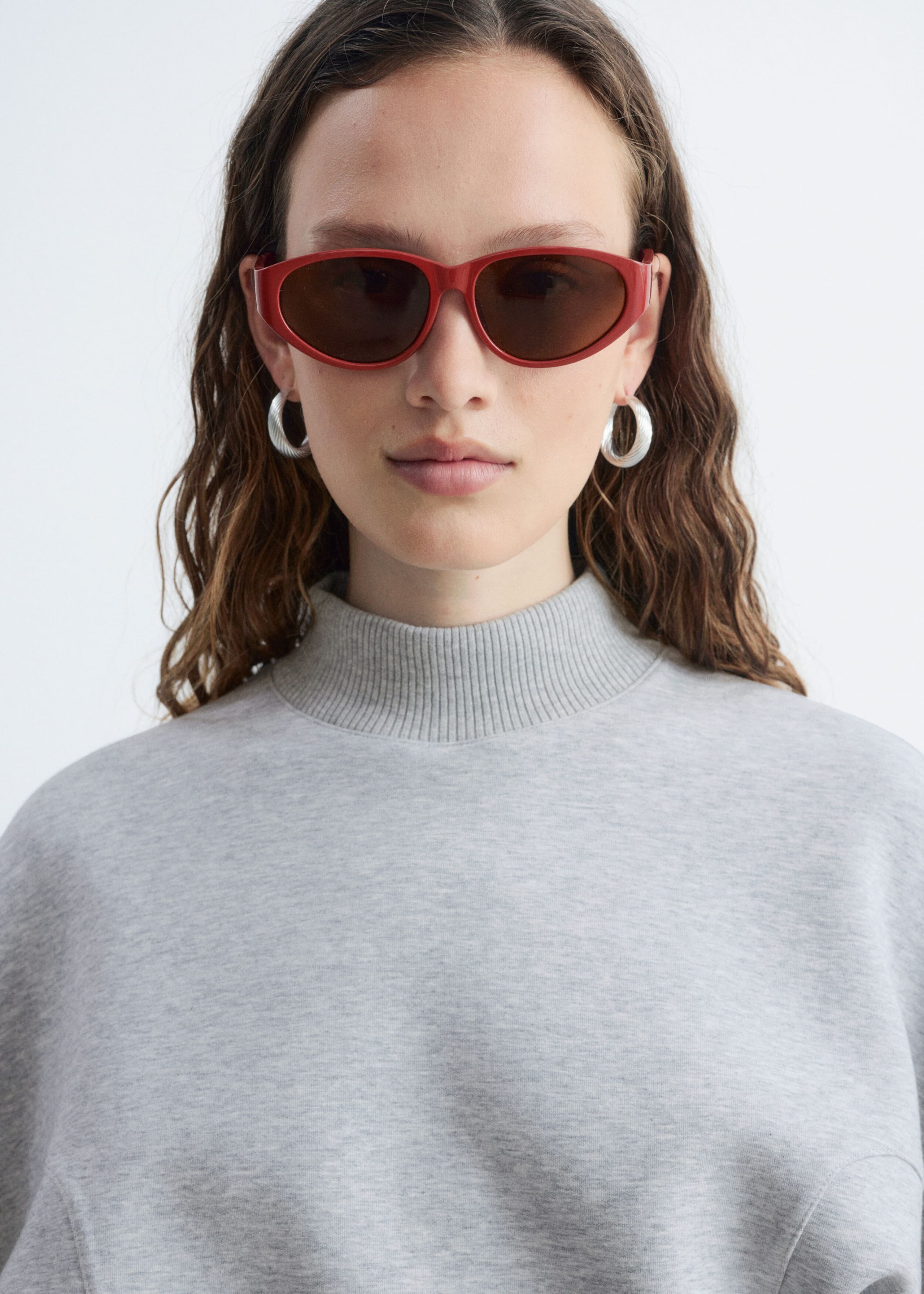 Mock Neck Scuba Sweatshirt - Grey Melange - Still Life