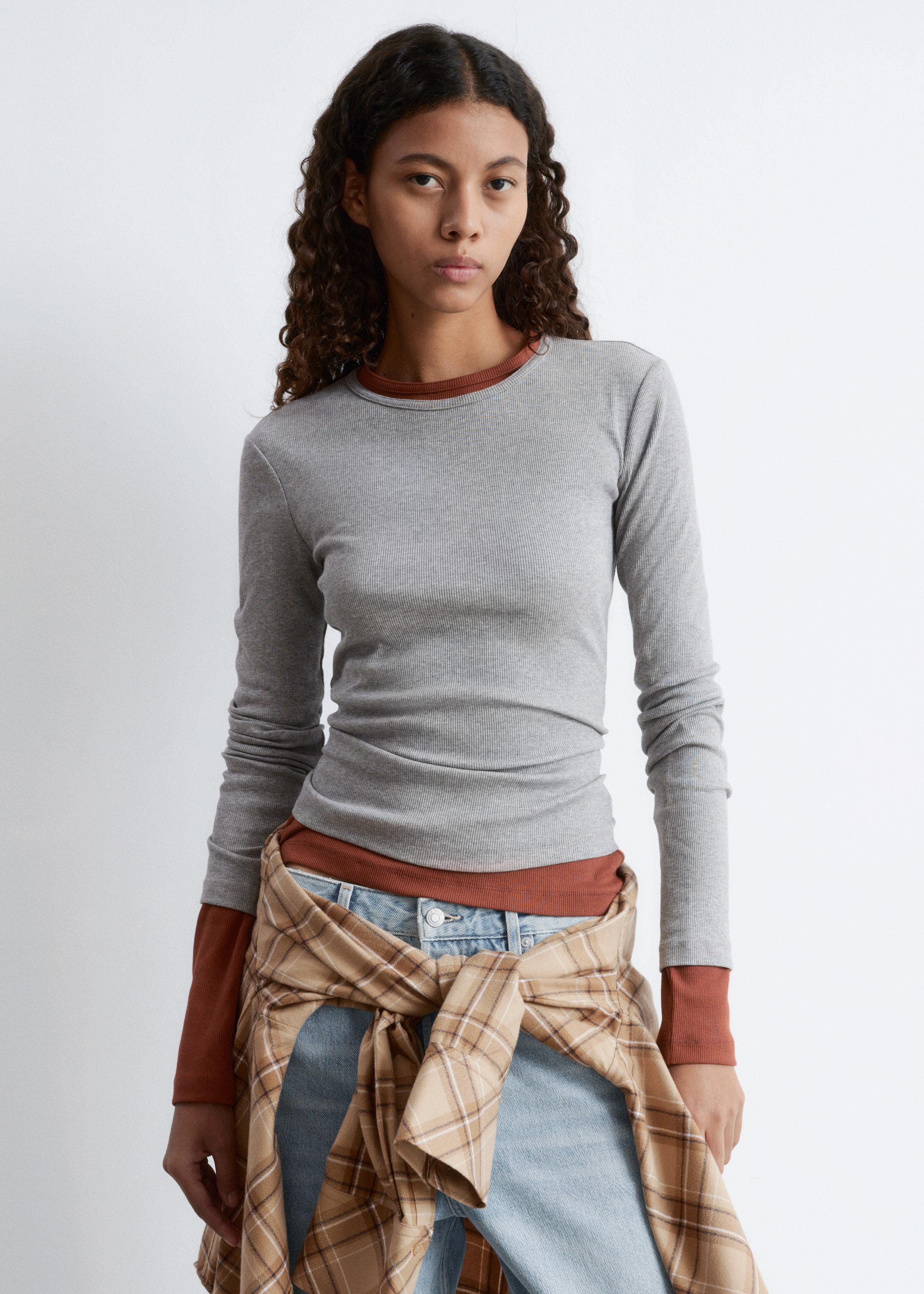 Ribbed Long-Sleeve Top - Light Grey - & Other Stories US