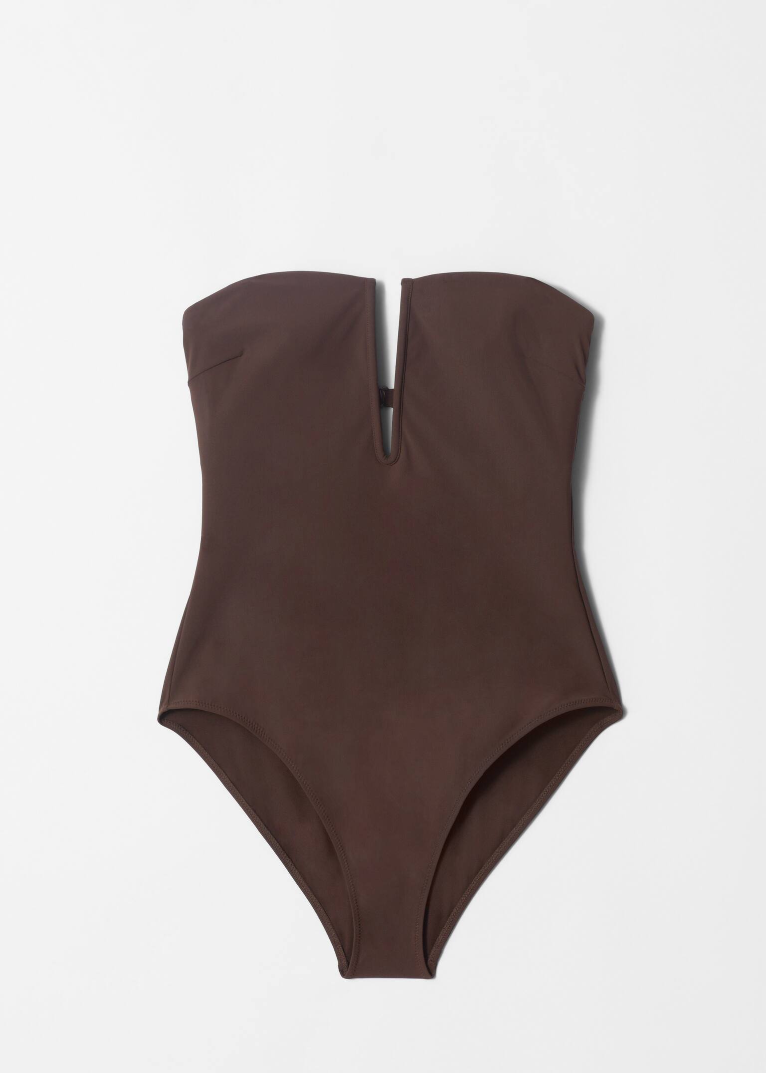 Maillot de bain à décolleté plongeant - Marron foncé/Noir - 3