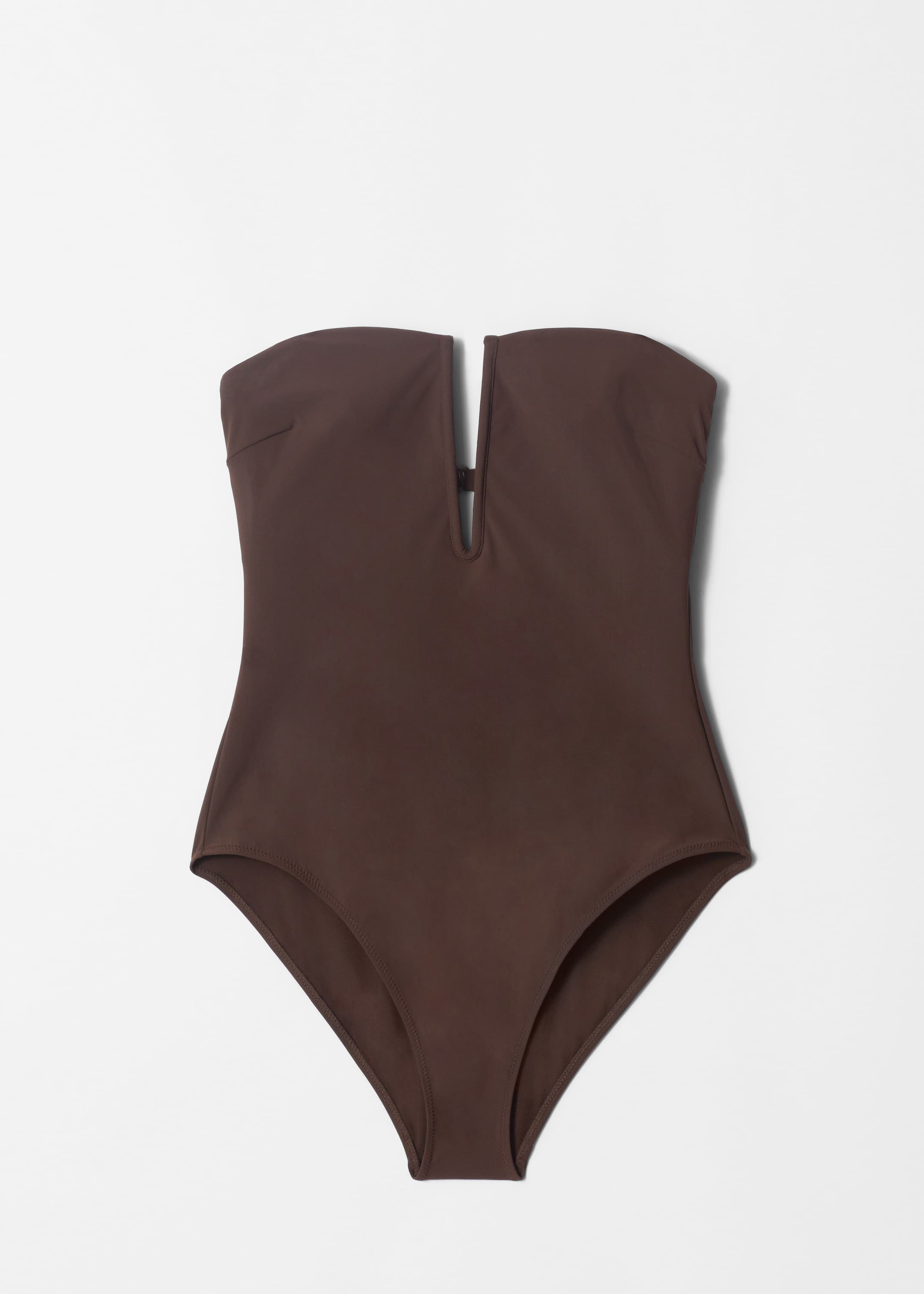 Visa större bild: V-ringad baddräkt - Mörkbrun - DAM | H&M SE 2
