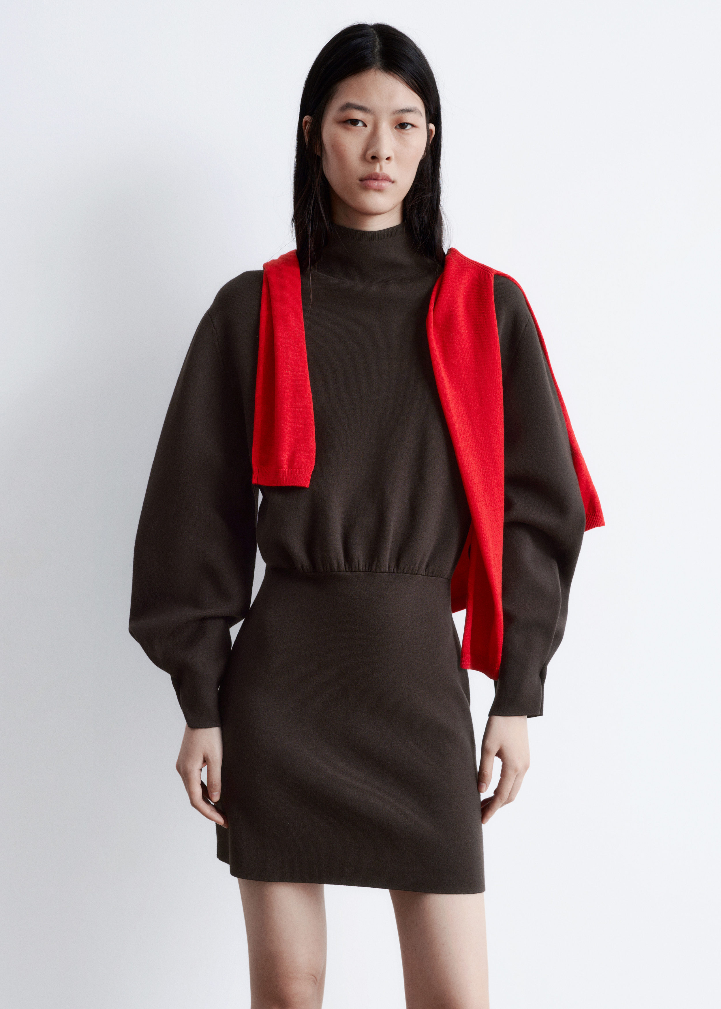 Knitted Mock-Neck Mini Dress