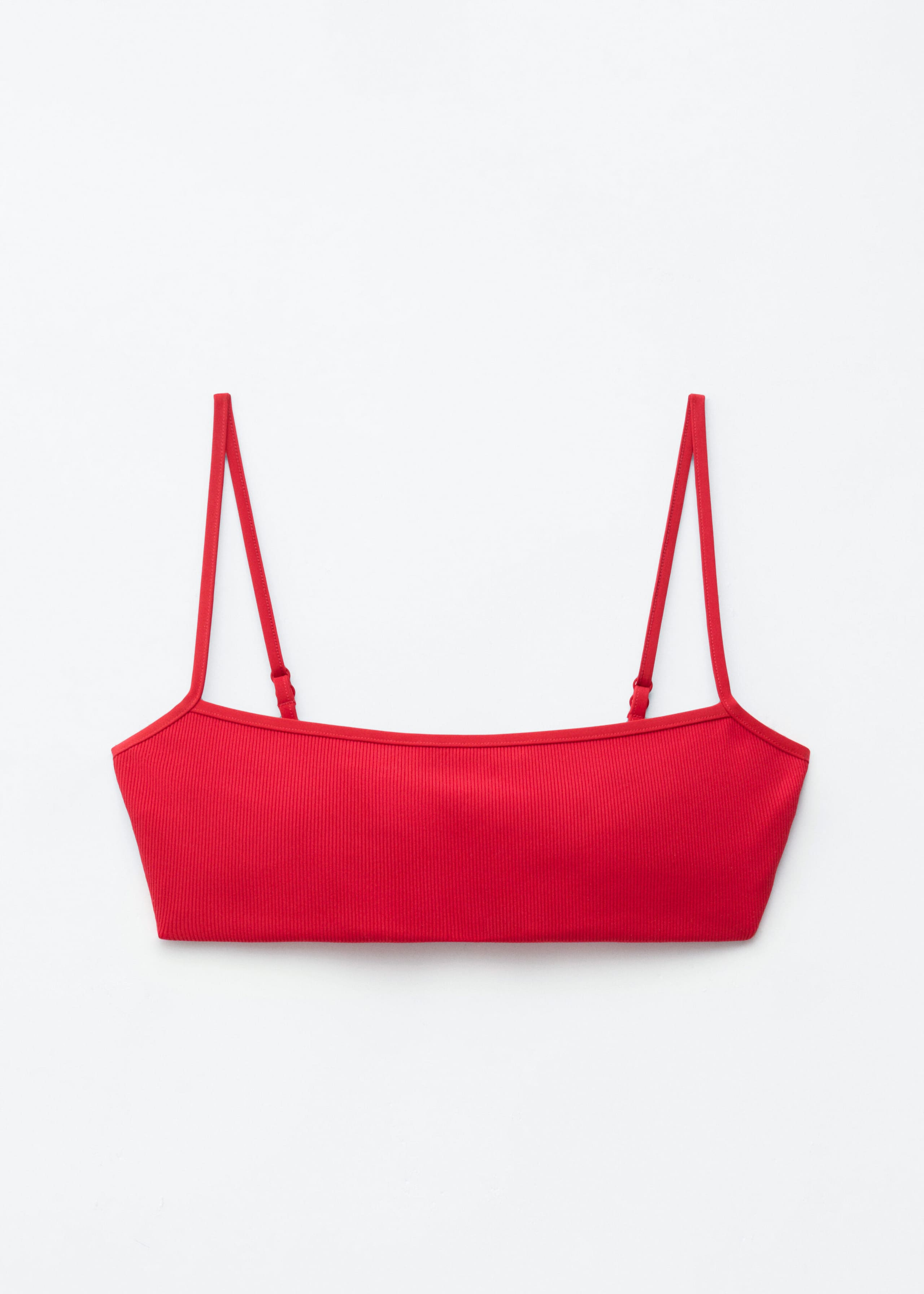 Ribbed Bandeau Bikini Top - Bright Red - Still Life