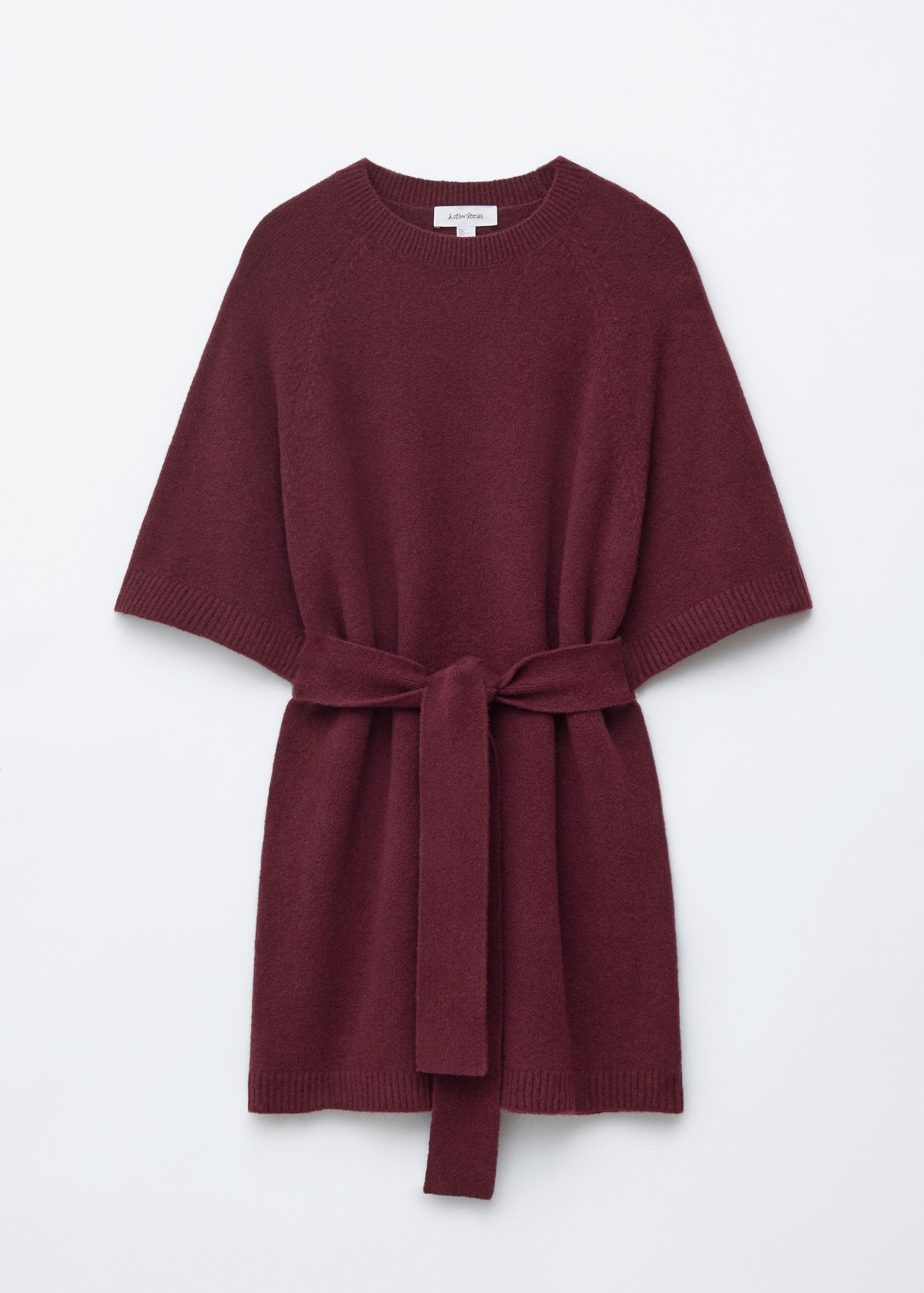 Rochie mini tricotată tip tricou - Roșu Închis/Maro închis - 2