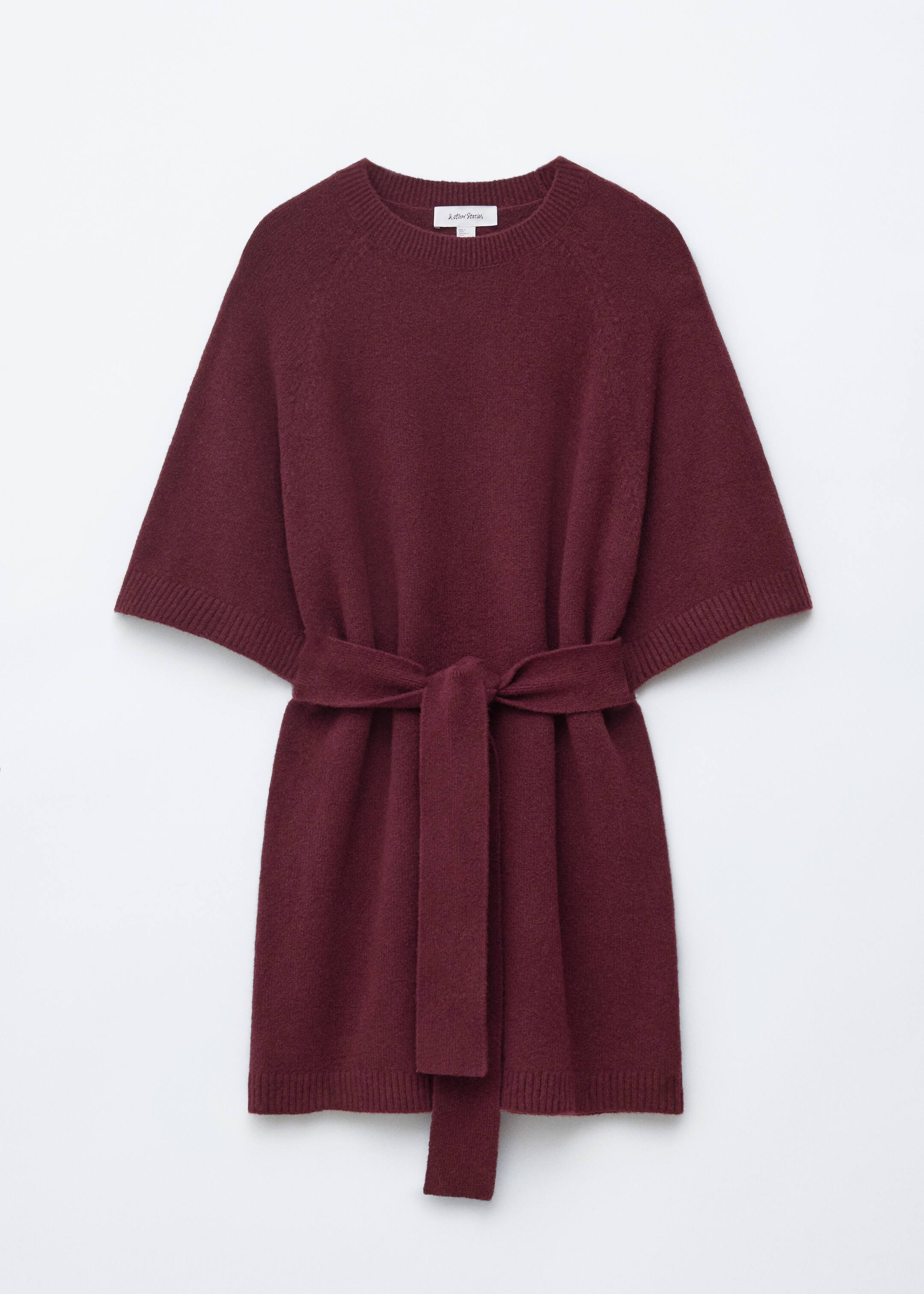 Vis større bilde: Strikket mini t-skjortekjole - Mørkerød - DAME | H&M NO 7