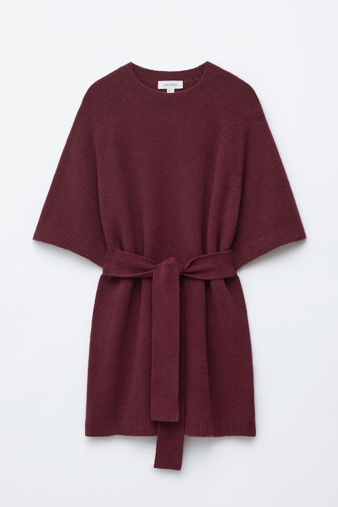 Mini abito T-shirt in maglia - Rosso scuro - 1