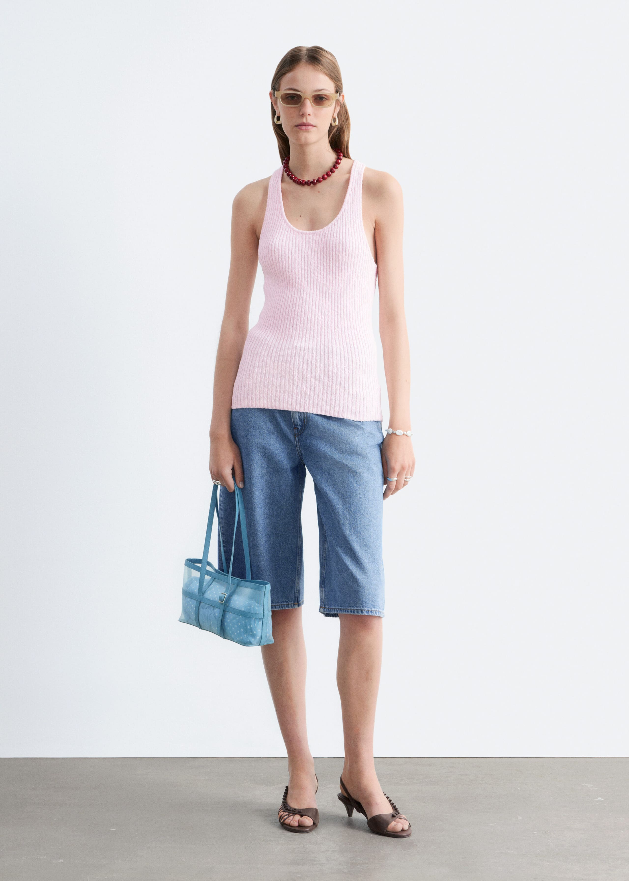 Cotton Racerback Top - Pink - Lookbook