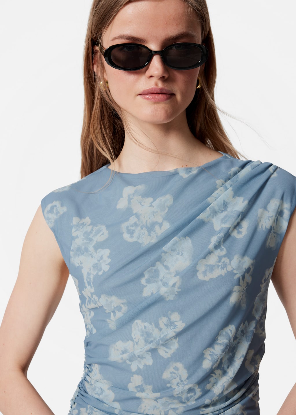 Top drapeado - Estampado azul - Lookbook