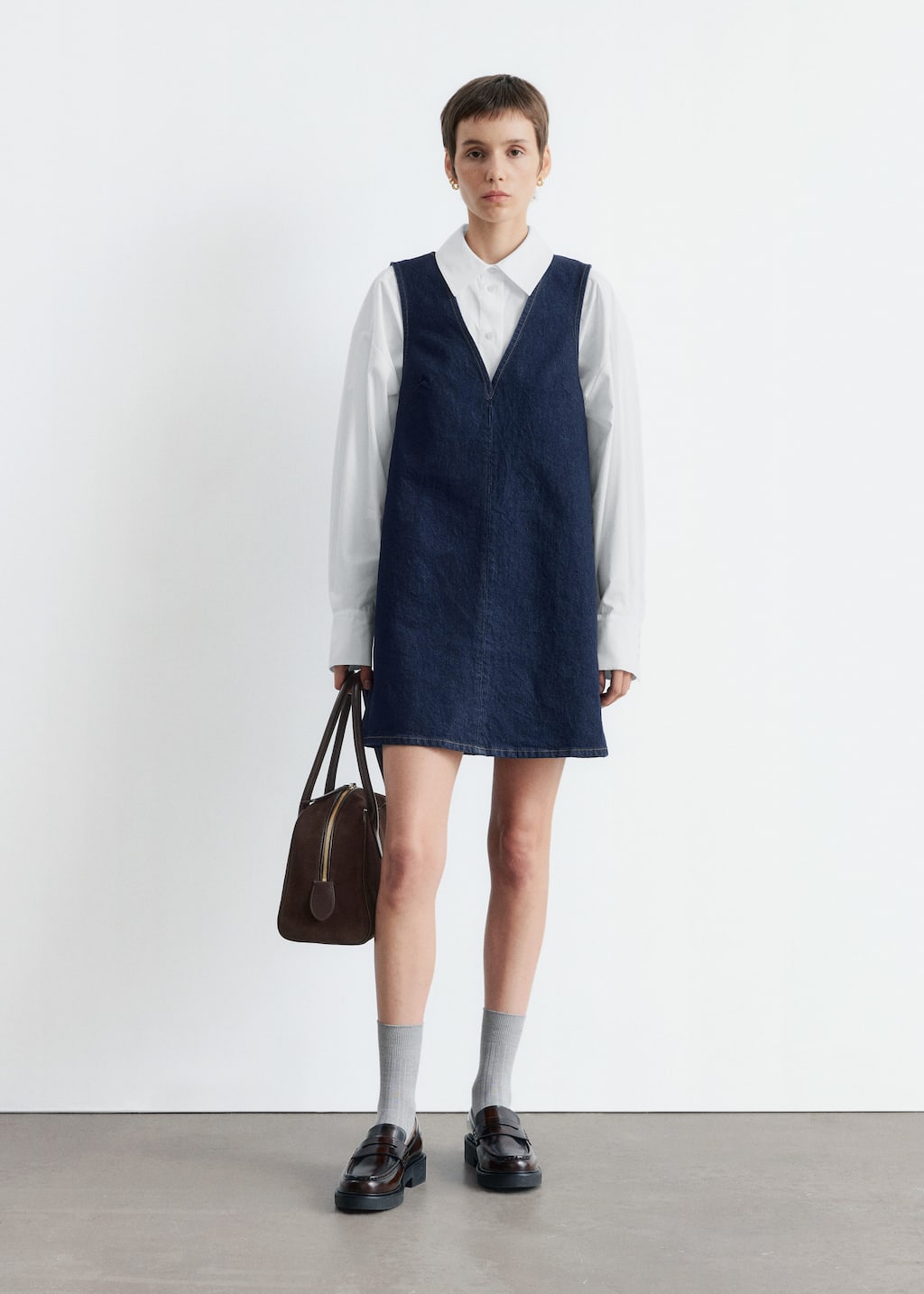 Image of V-Neck Denim Mini Dress
