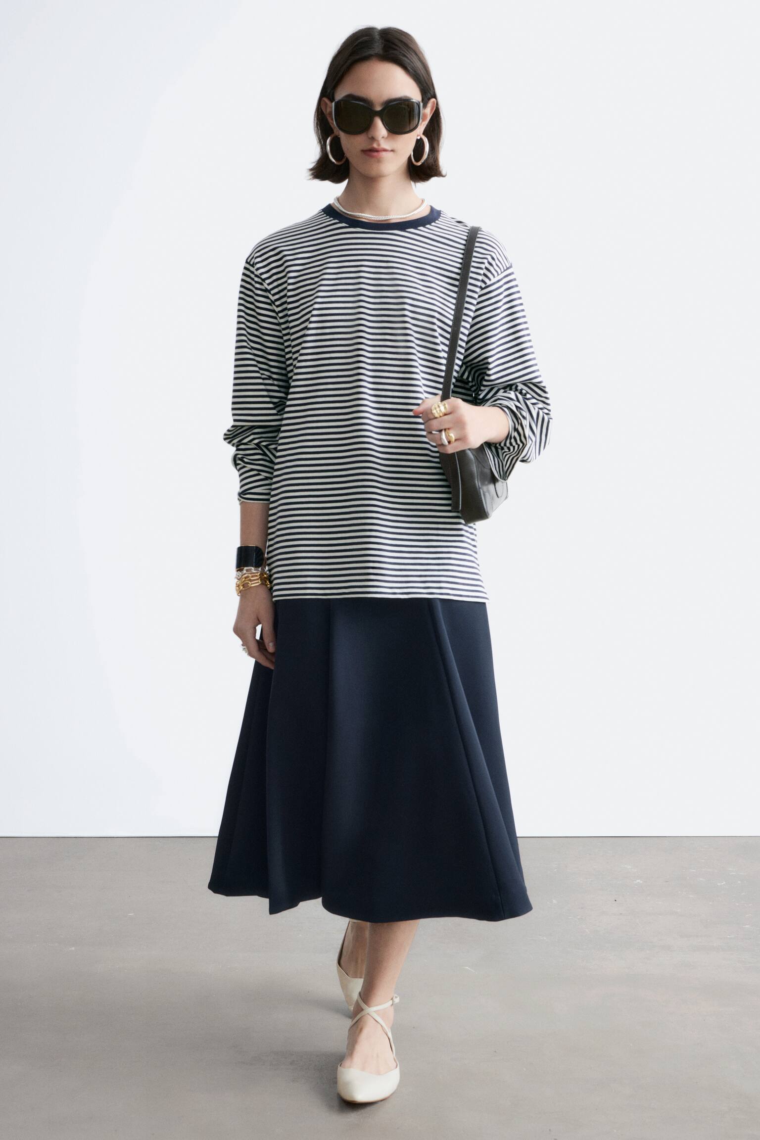 חולצת ג’רסי עם שרוולים ארוכים - פסים לבן-כחול כהה/צהוב כהה/לבן - 4