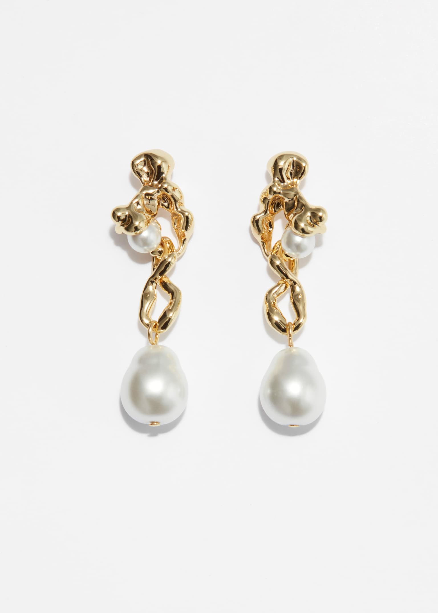 Pendientes esculturales con perlas de agua dulce - Oro