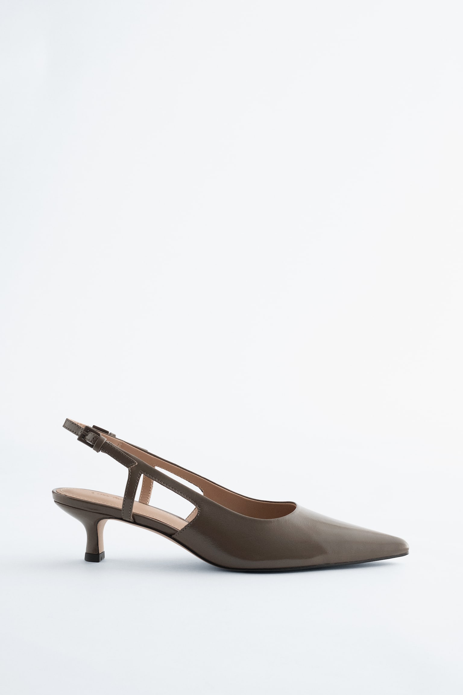 Slingback-pumps i laklæder - Mørkegrå/Sort - 4
