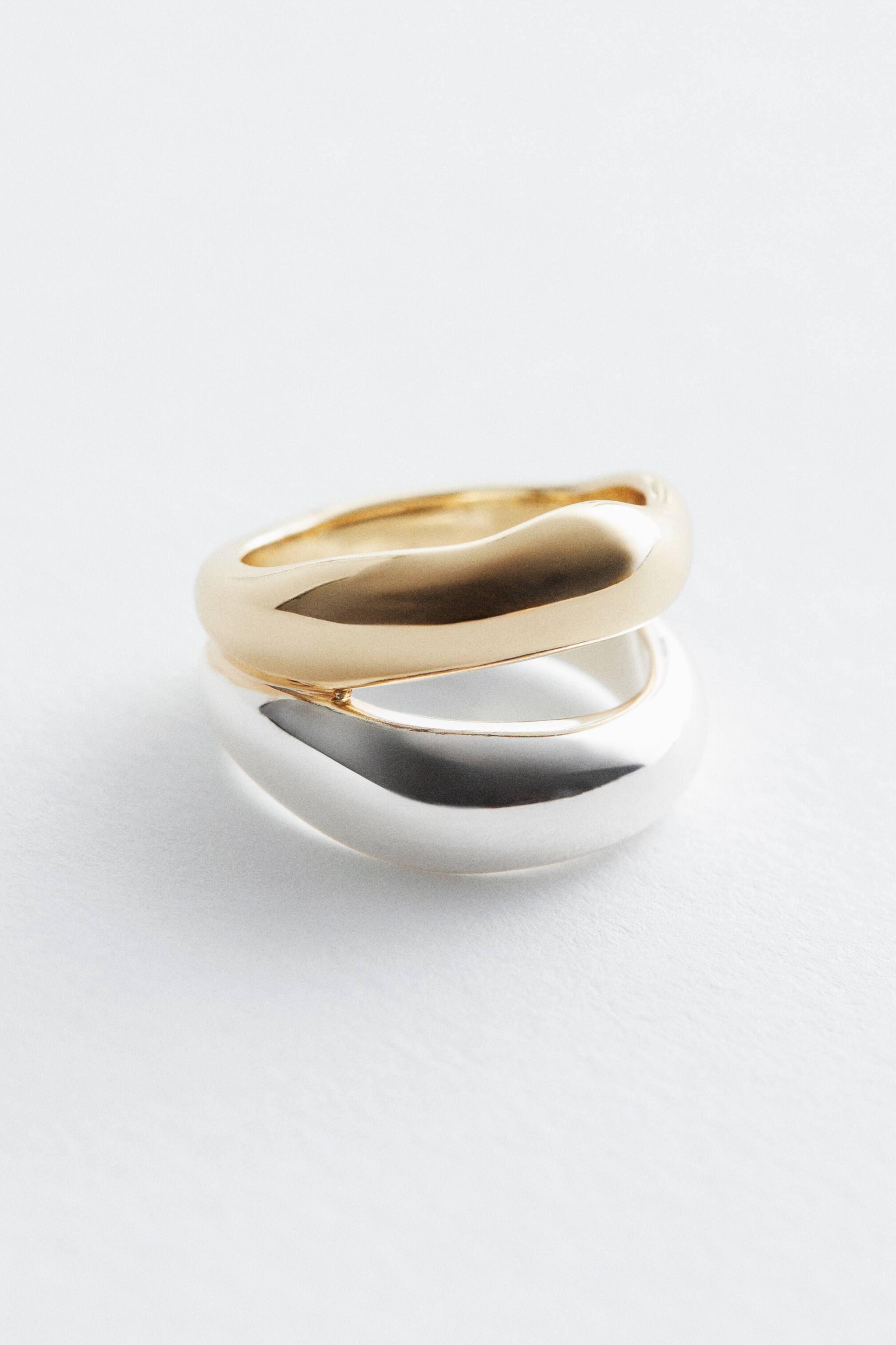 הצגת תמונה גדולה יותר: Duo Tone Twin Ring - Gold/Silver - Ladies | H&M IL 1