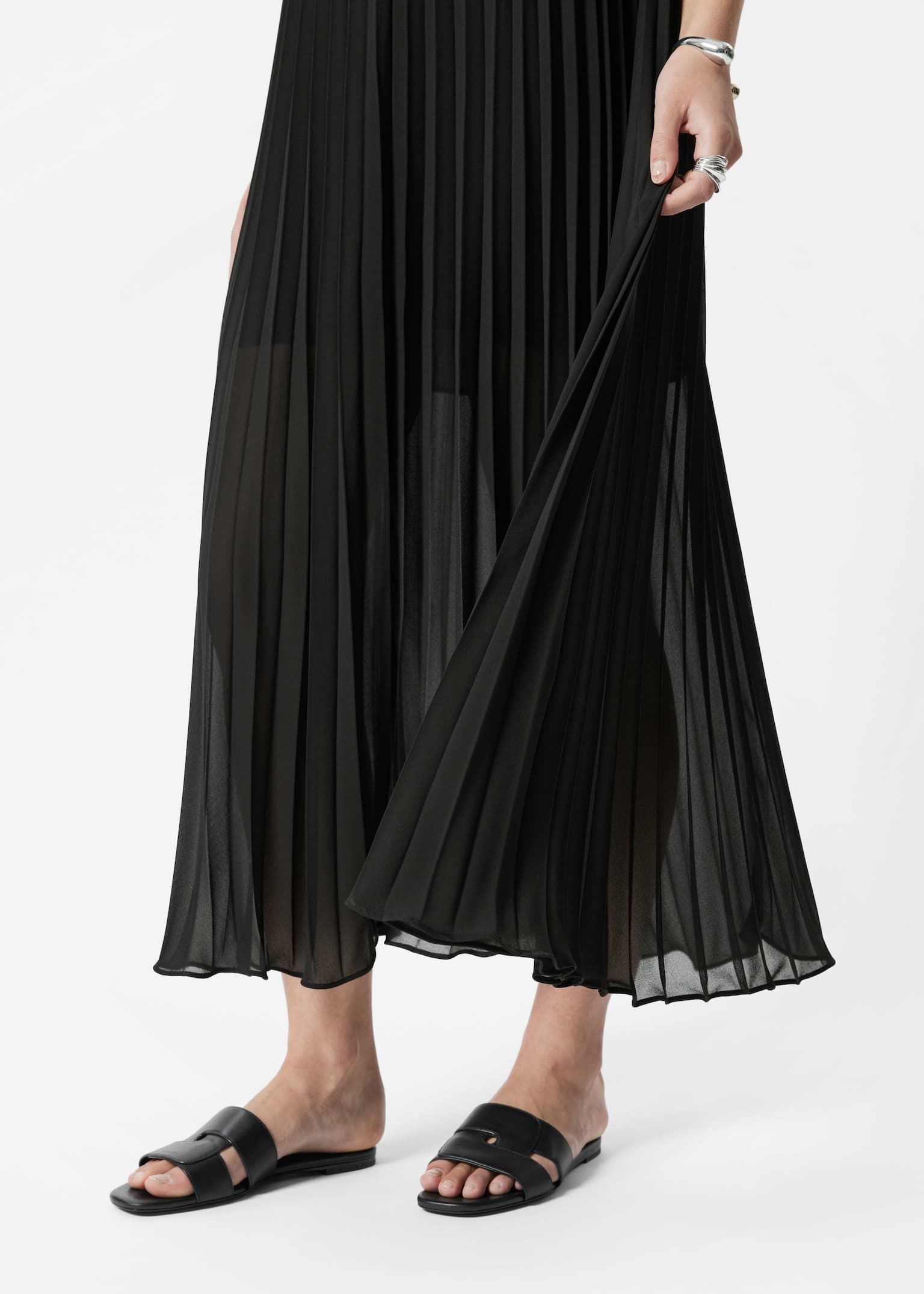 Geplooide maxi-jurk - Black/Pink - 6