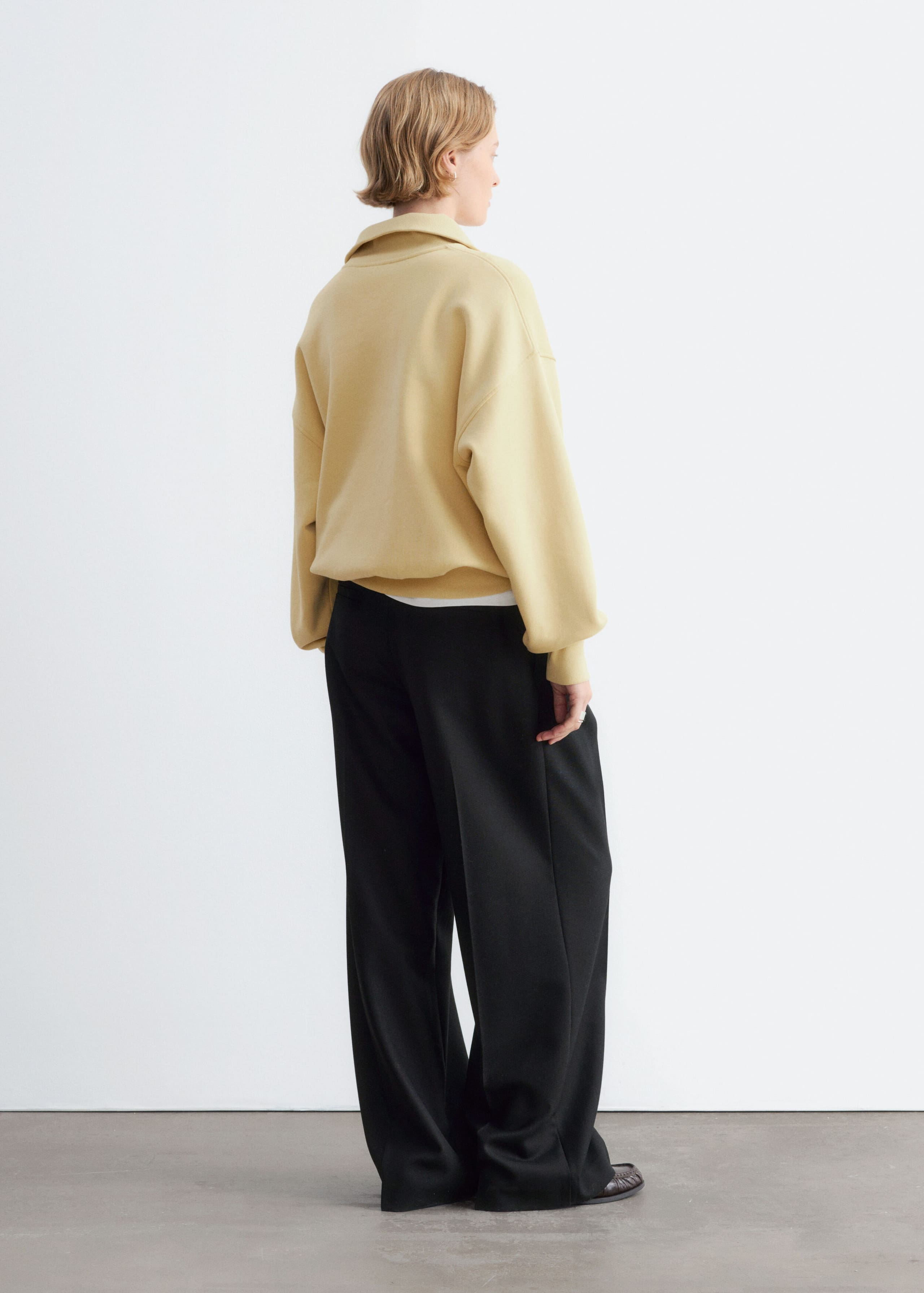 Half-Zip Cotton Sweatshirt - Cream - Lookbook