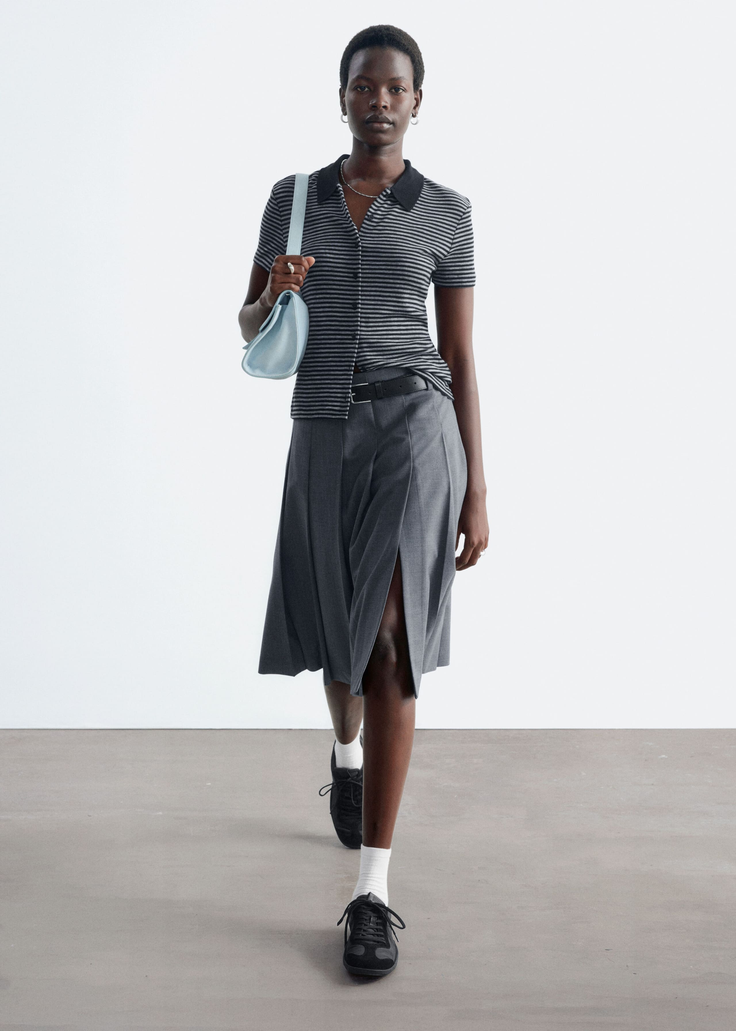 Pleated Skirt - Dark Grey - Lookbook