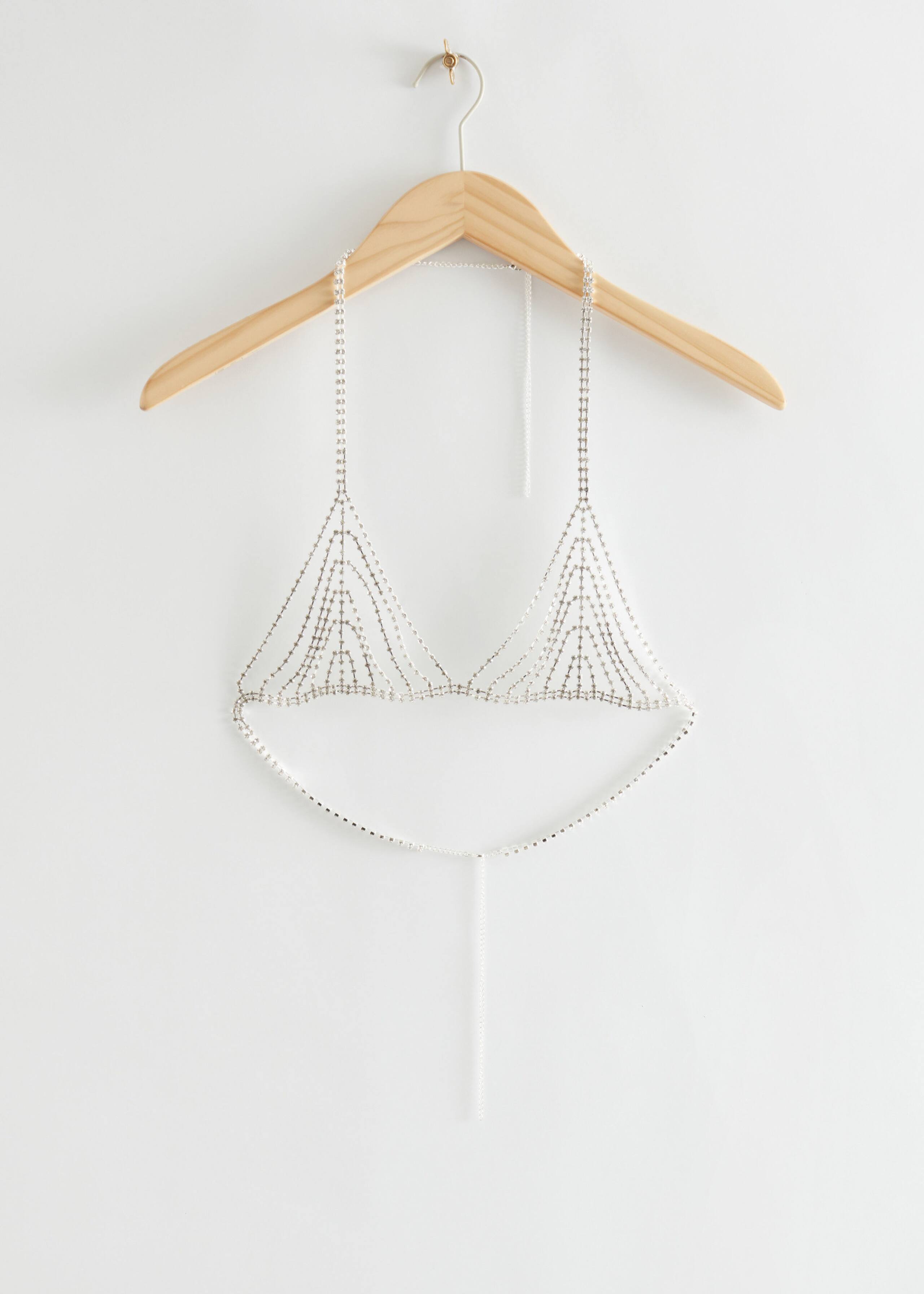 RhinestoneAdornedTriangleBra - Silver - Bodegón