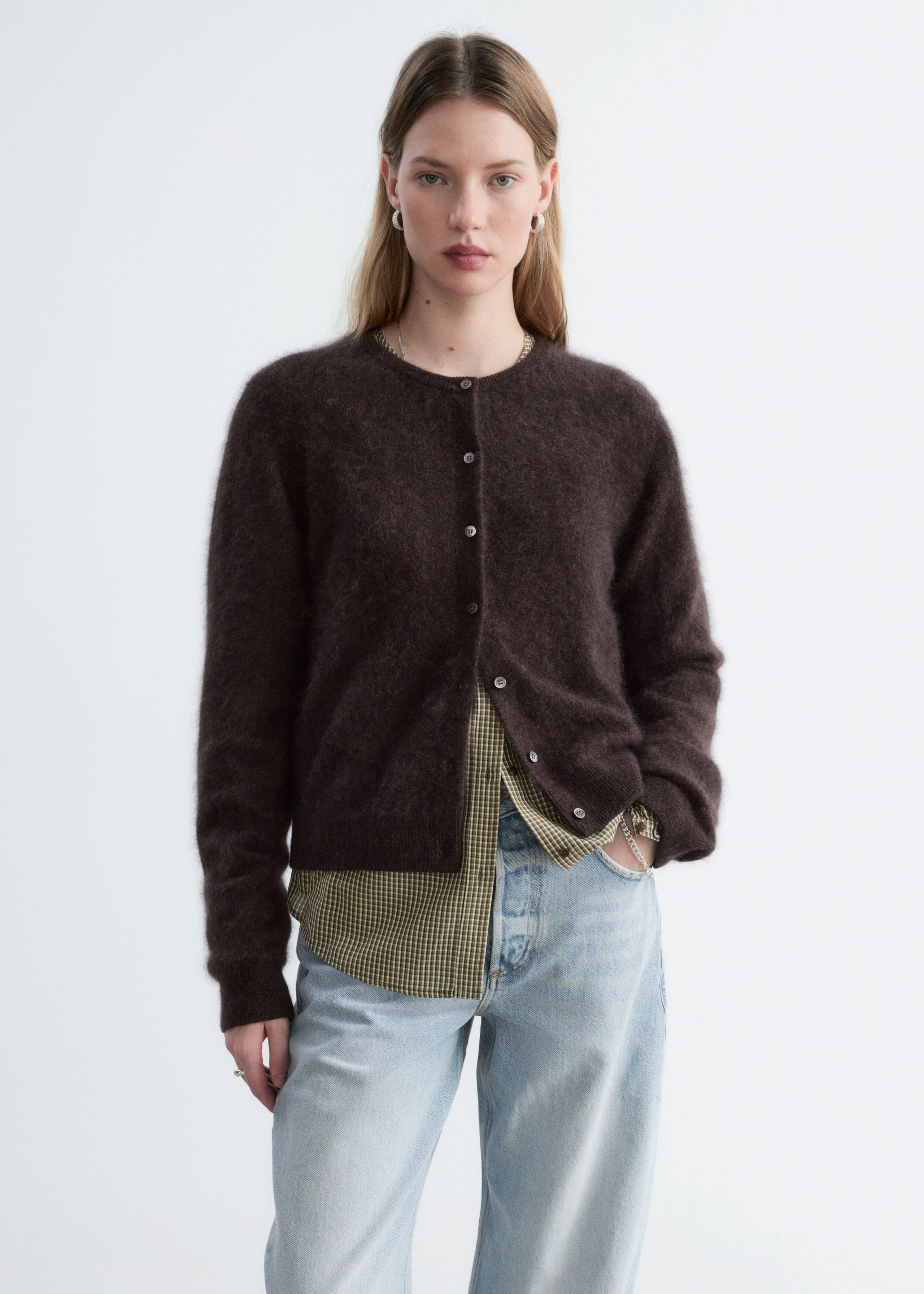 Brushed Cashmere Cardigan - Grey - Lookbook