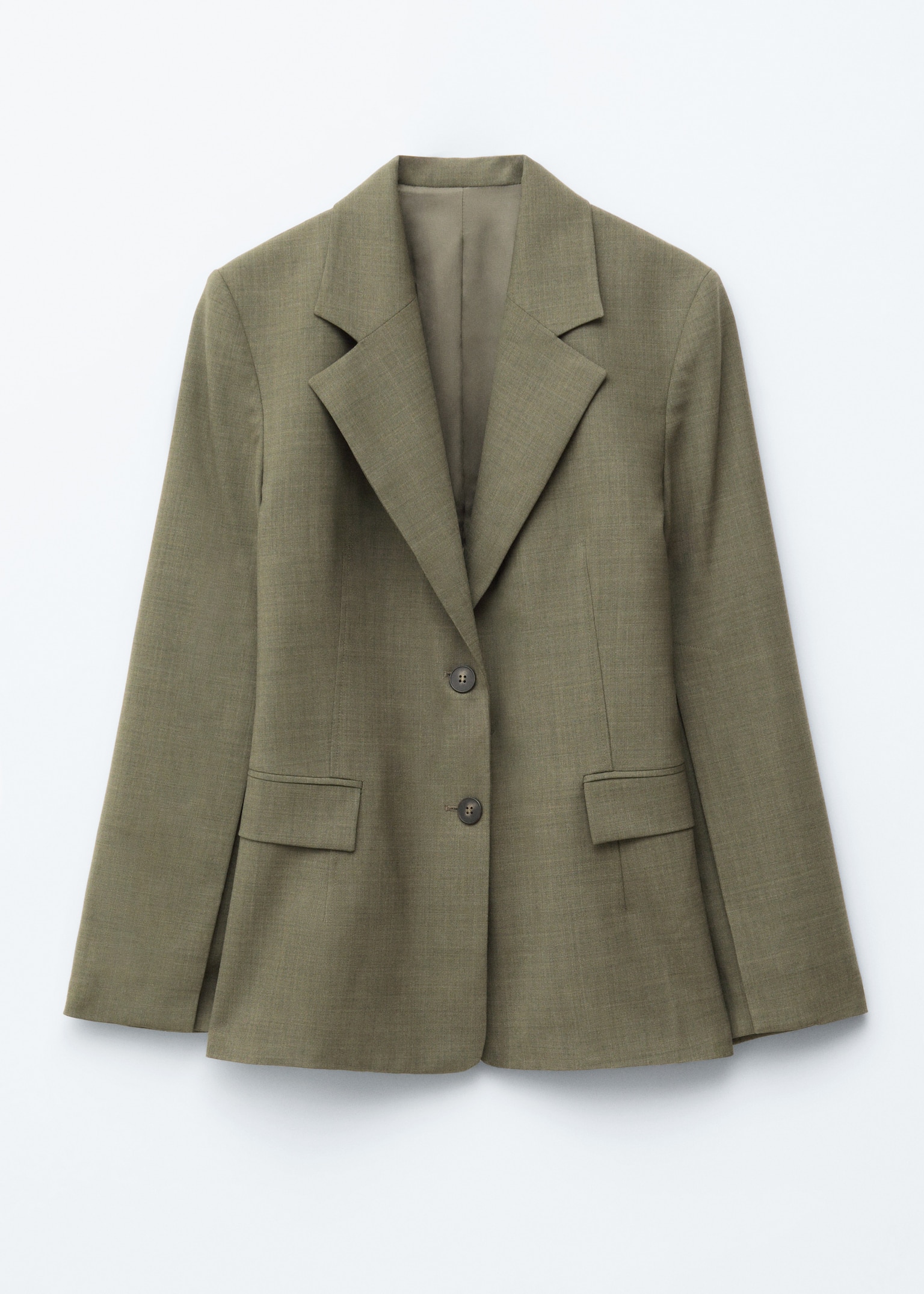 Blazer monopetto in lana - Verde scuro/Motivo gessato grigio scuro