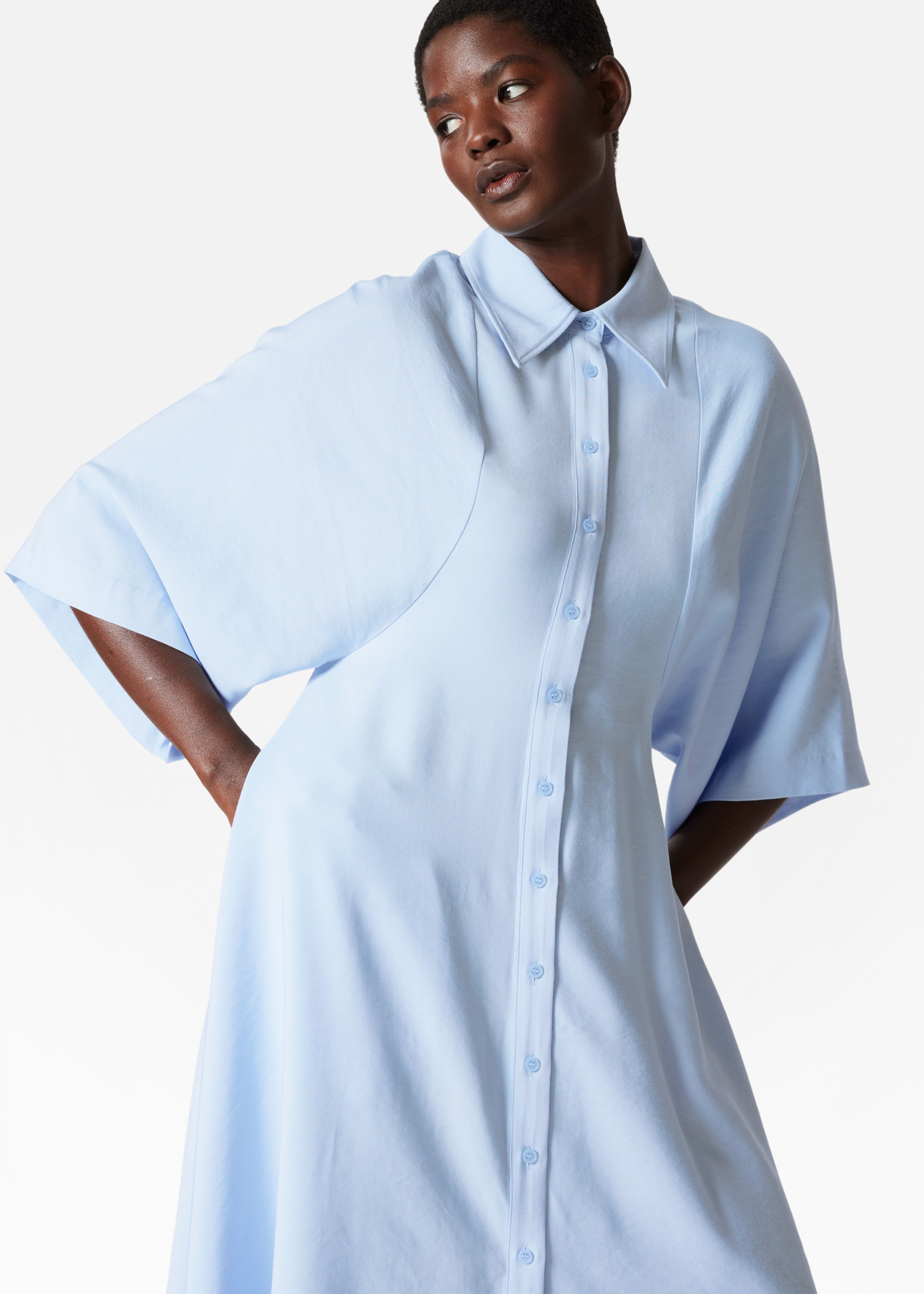Προβολή μεγαλύτερης εικόνας: Midi Shirt Dress - Light Blue - Ladies | H&M GR 2