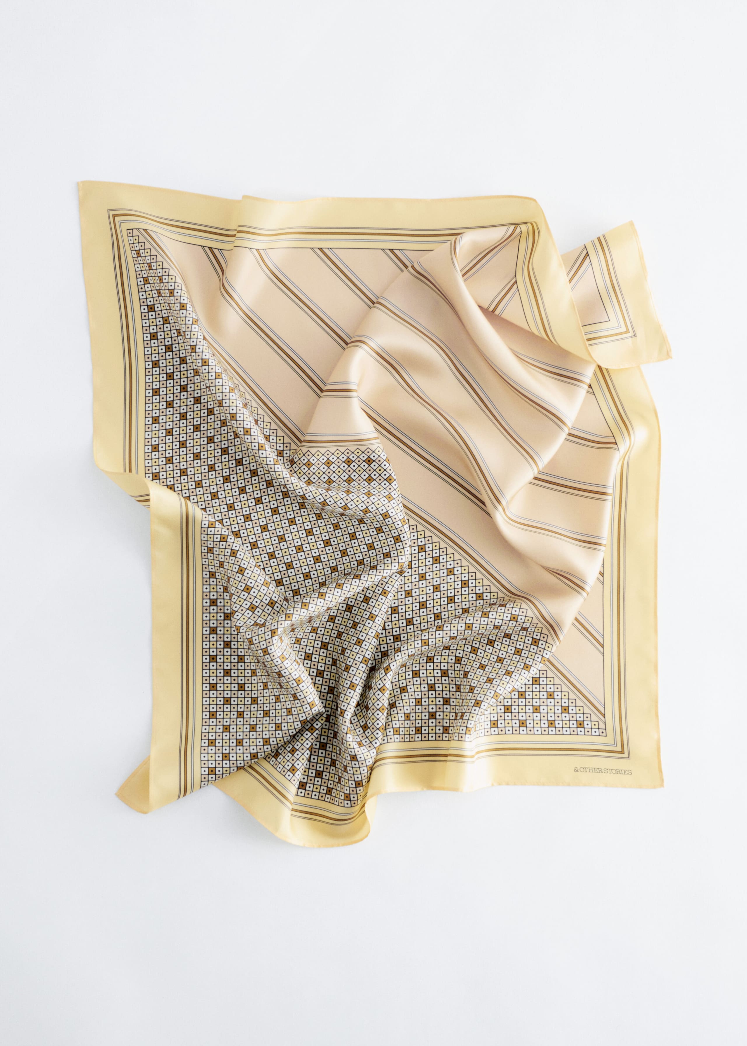 Printed Silk Scarf - Yellow/Beige - Still Life