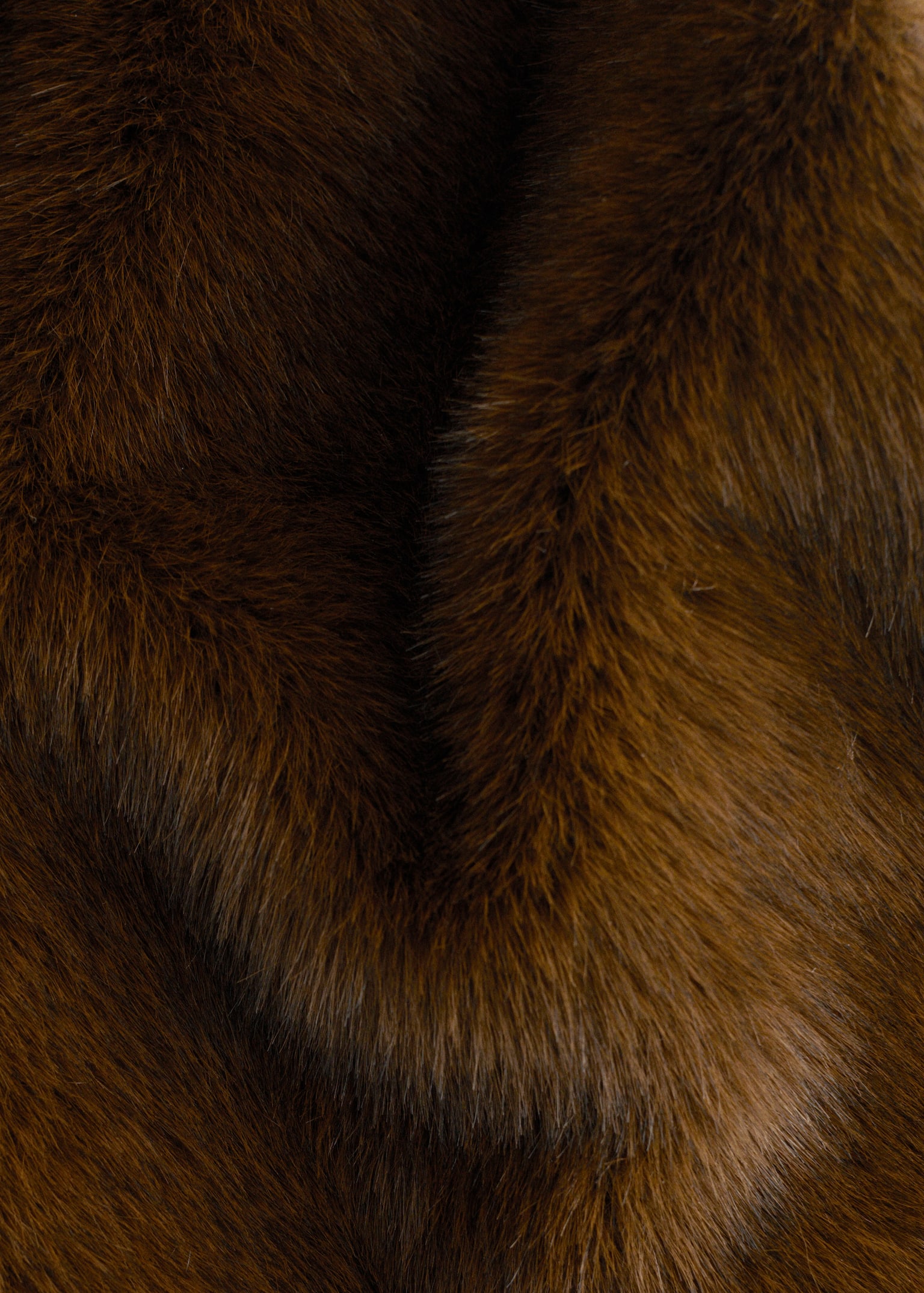 Faux Fur Bib Collar - Dark Brown/Cream - 2