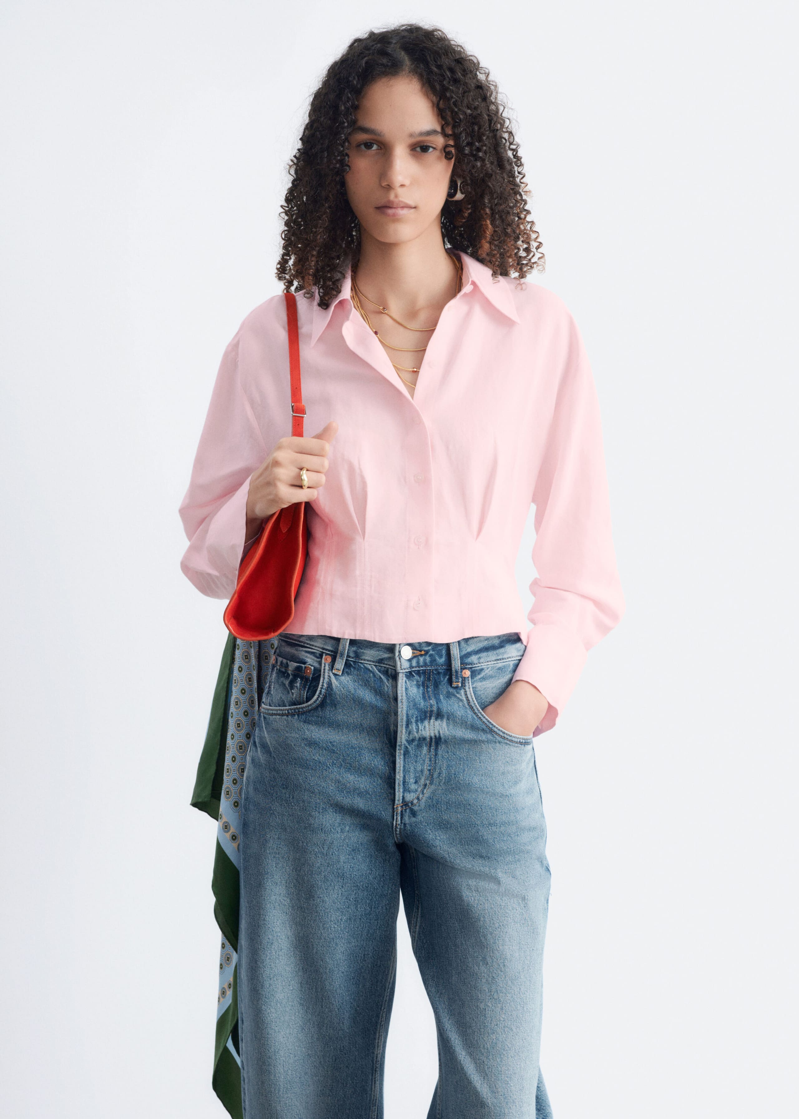 Taps toelopend overhemd - Roze - Lookbook