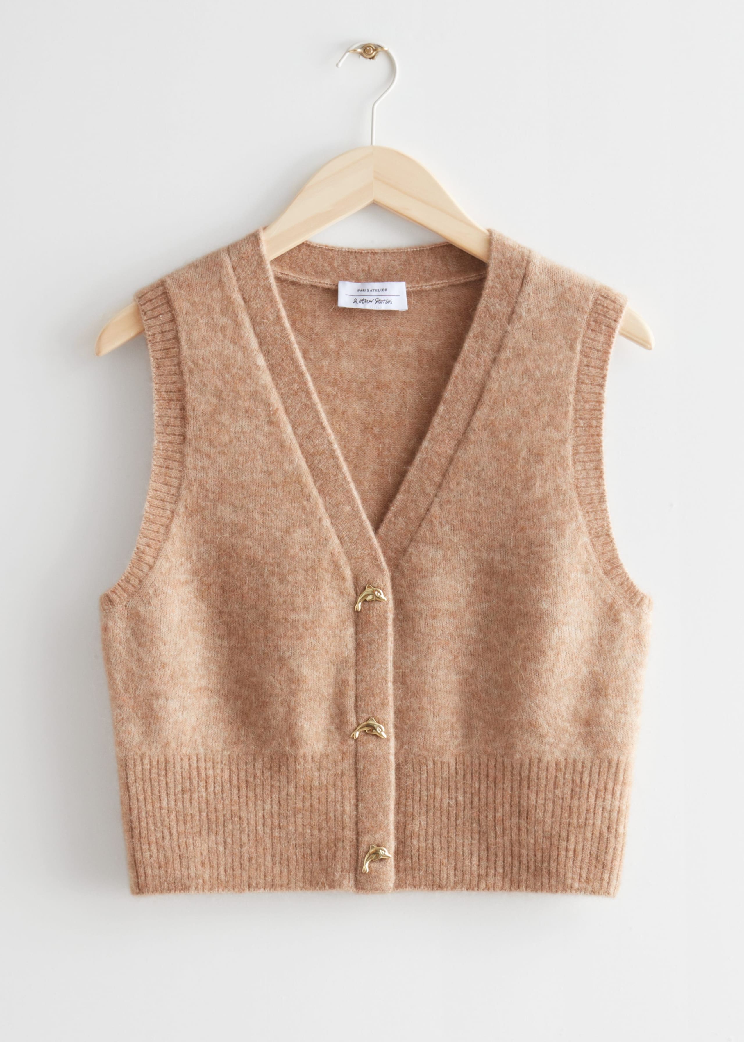 Dolphin Button Knit Vest - Pink - Natura morta