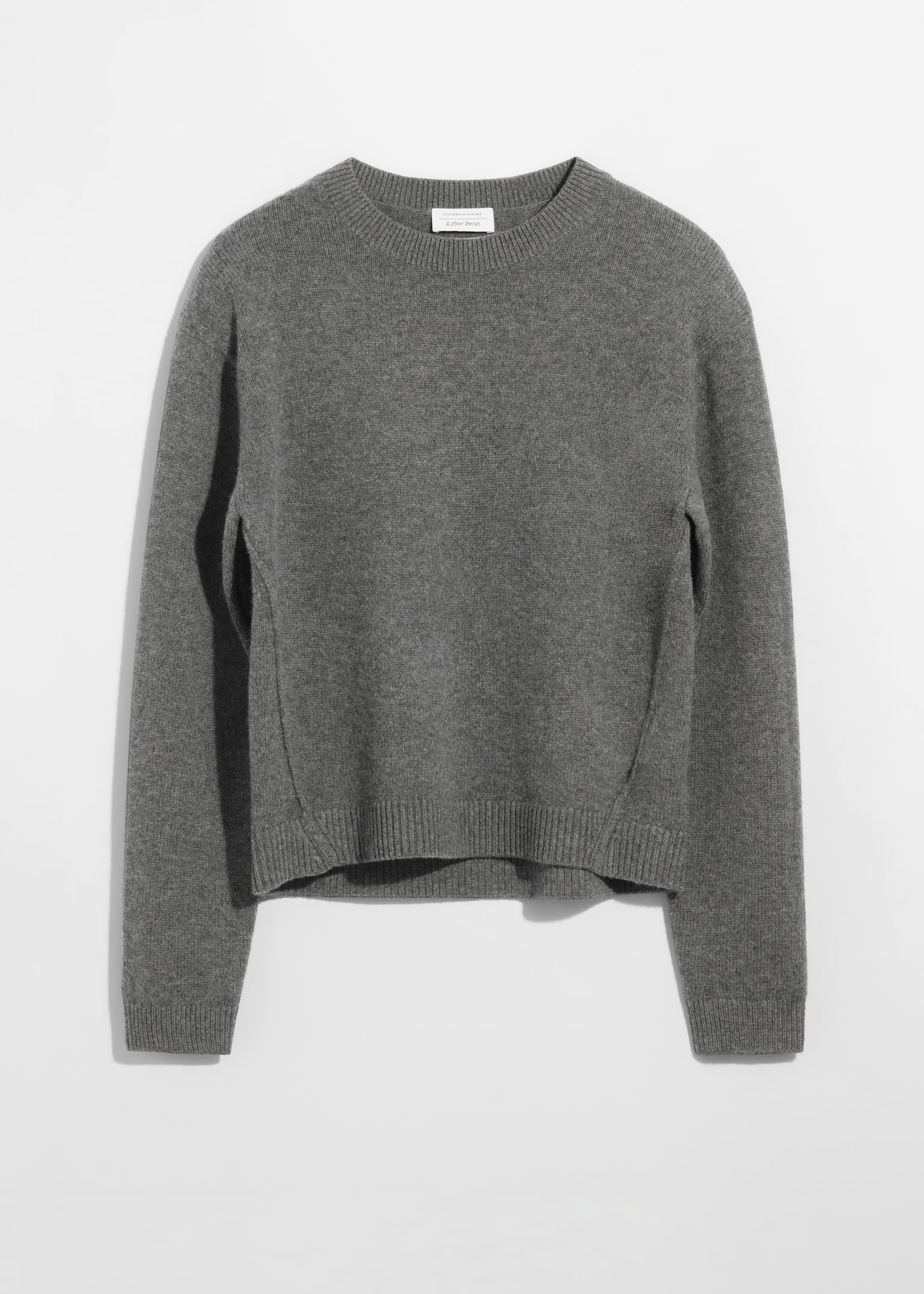 Pullover aus Merinowolle mit Schulterpolstern - Grau/Khaki