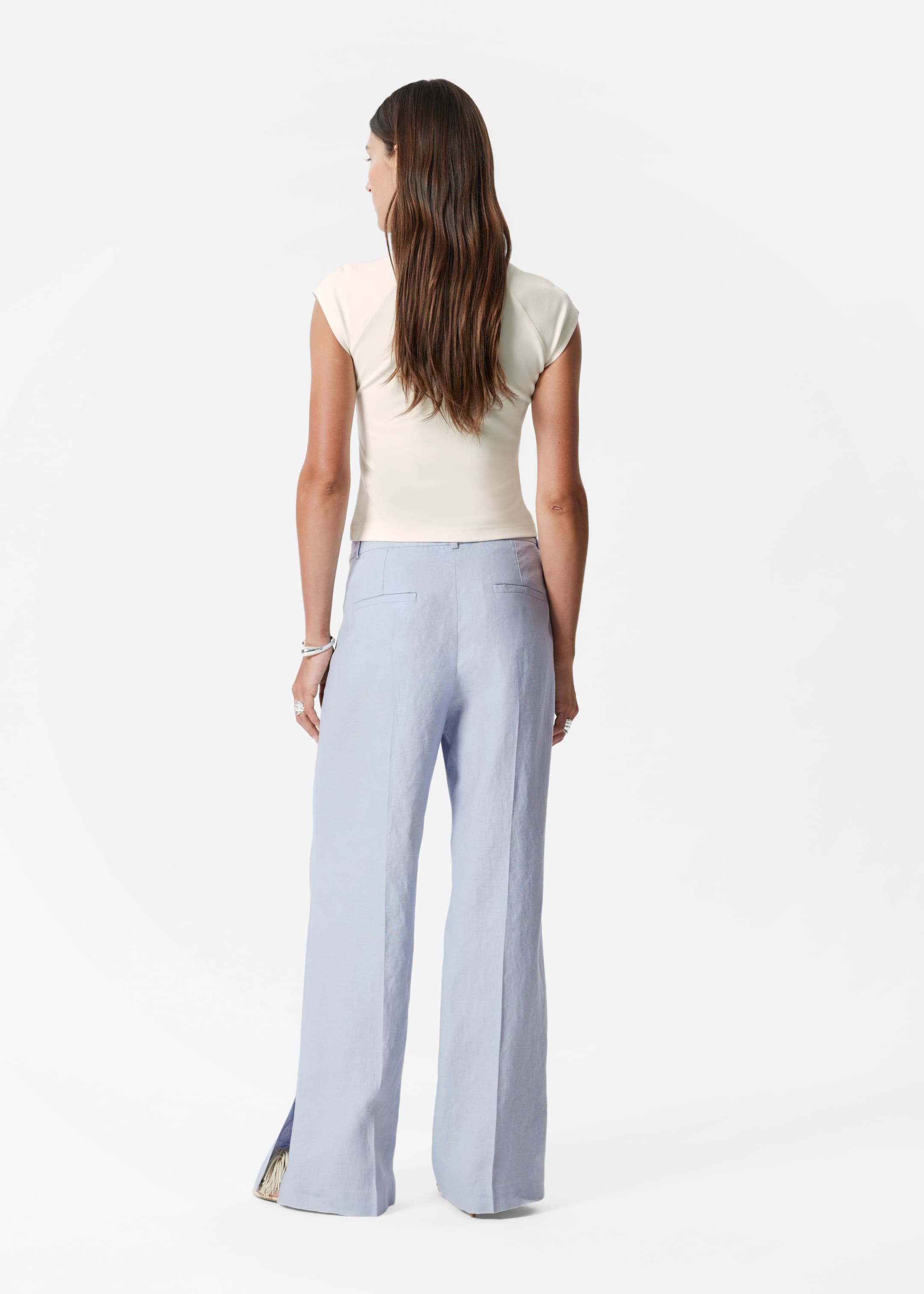 Vezi imaginea mai mare: Pantaloni din In Croiți - Albastru deschis - FEMEI | H&M RO 3