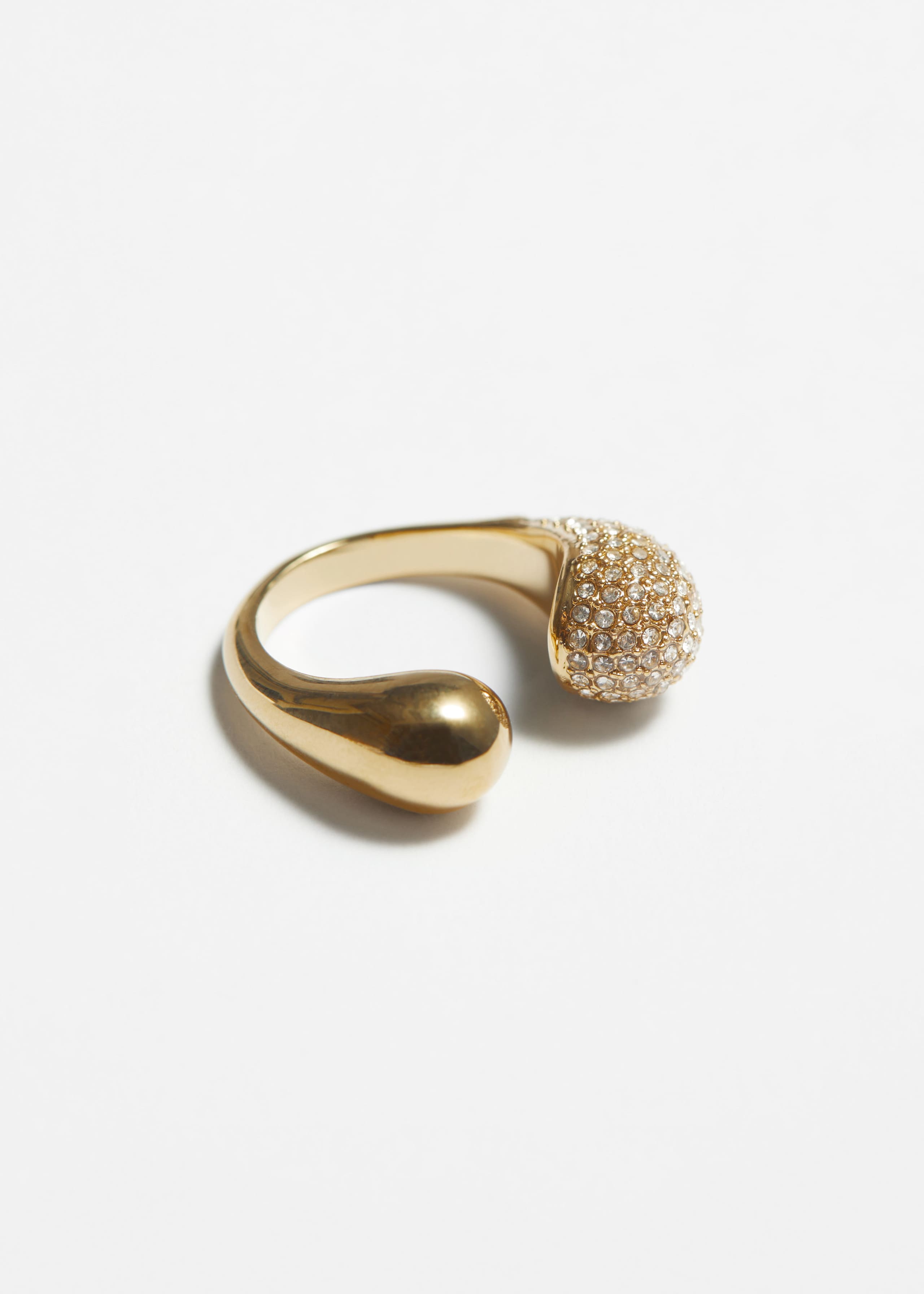 Crystal Encrusted Open Ring - Silver - Still Life
