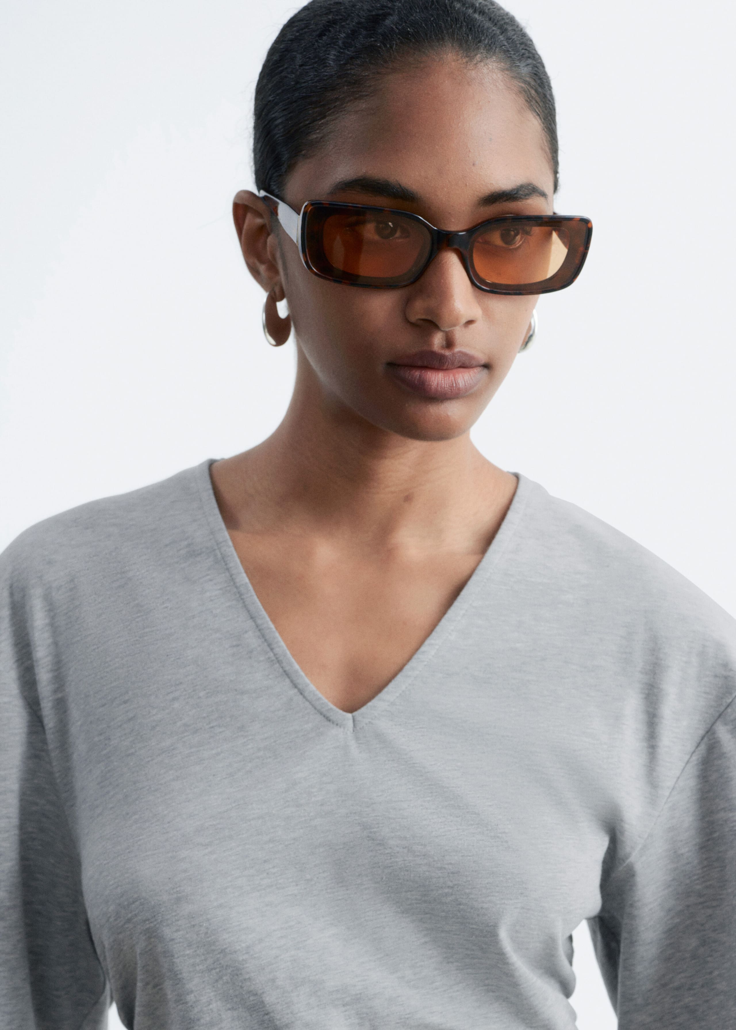 Image of Gathered V-Neck T-Shirt