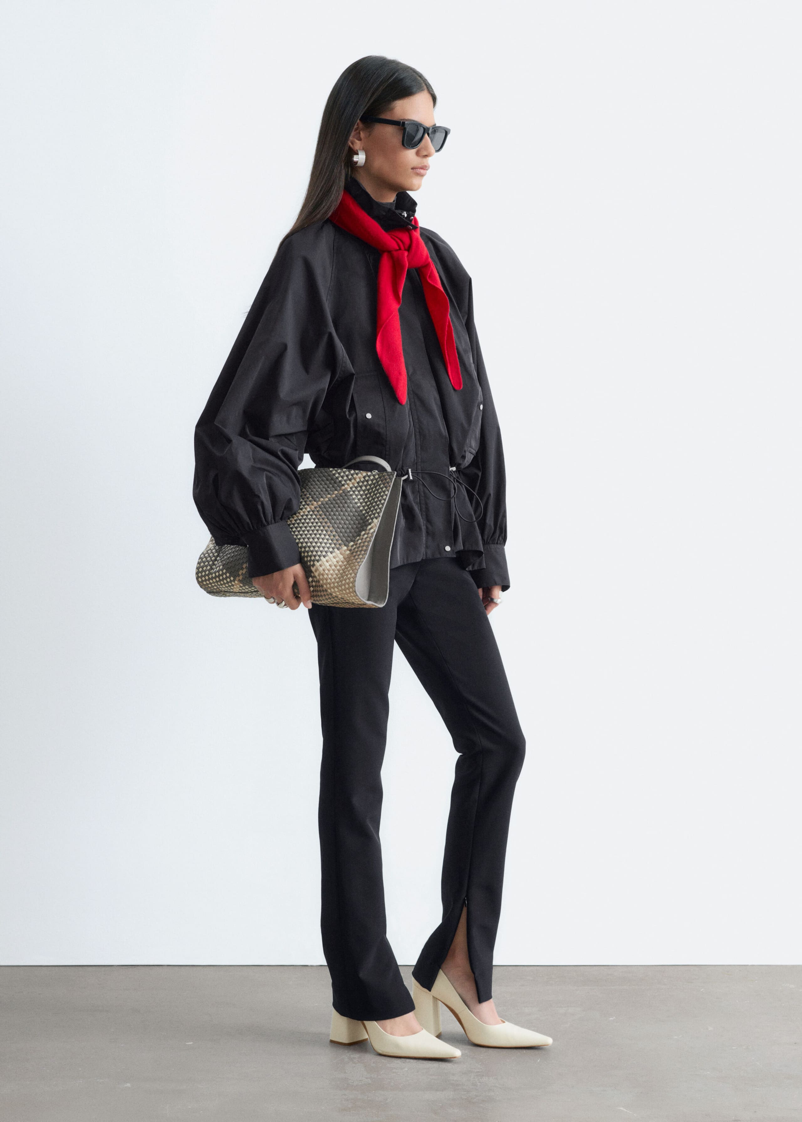 Nylon Funnel-Collar Jacket - Light Beige - Lookbook